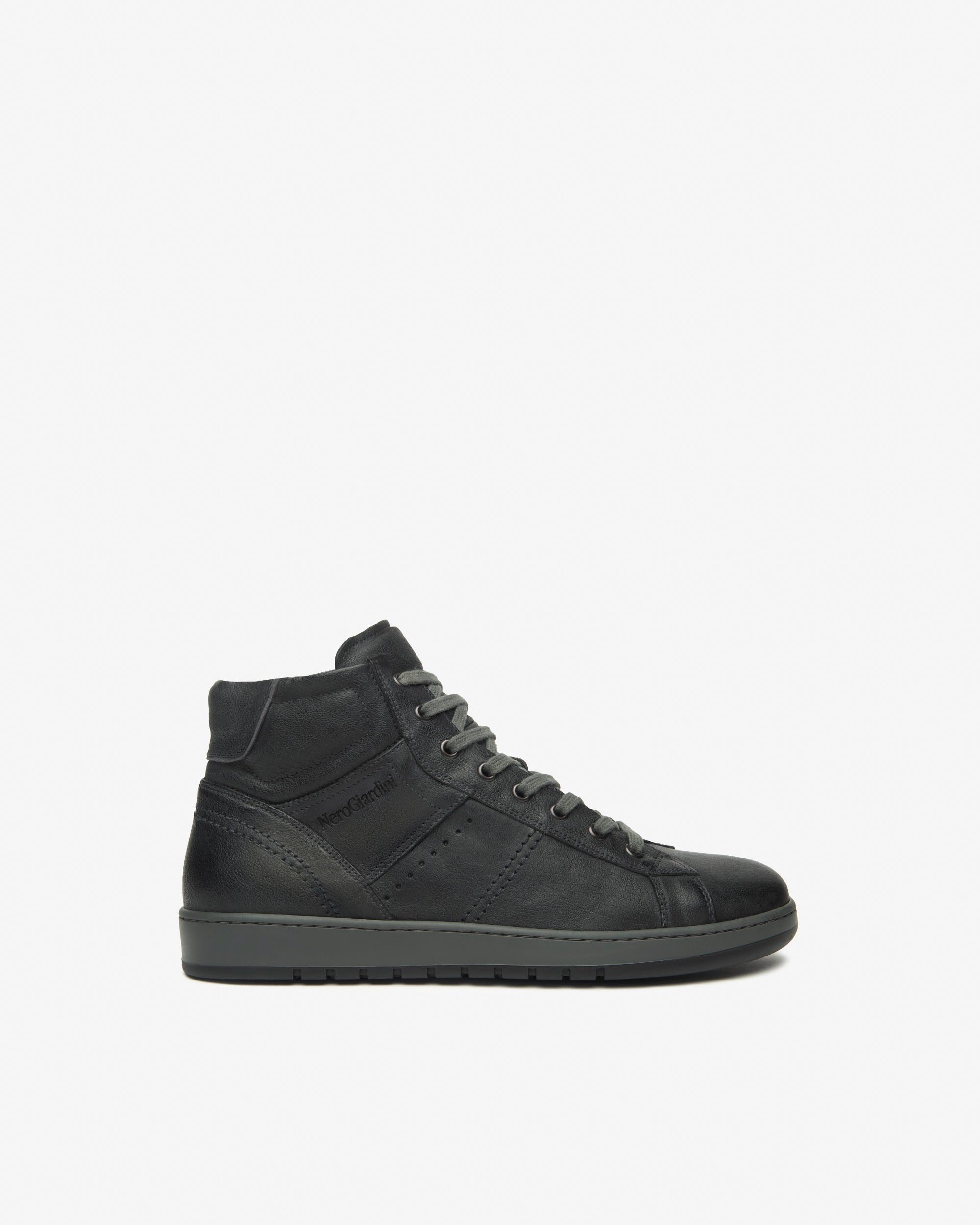 Hoge Sneakers Heren in Leder Zwart Schoeisel