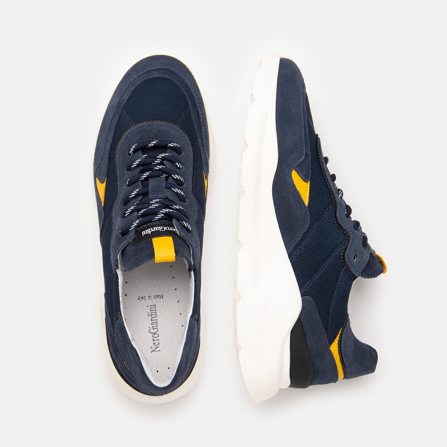 Sneakers Uomo in Pelle, Camoscio e Tela