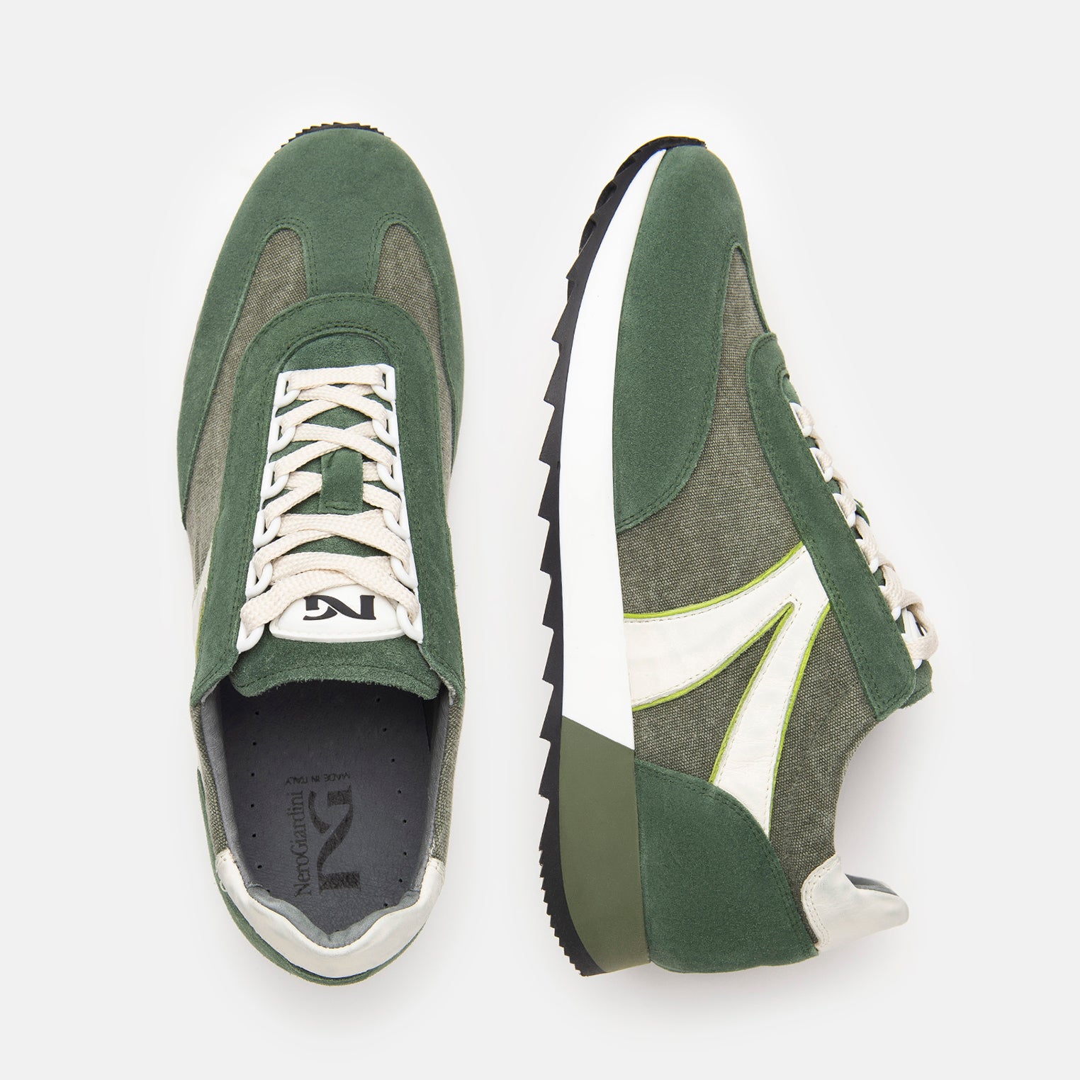 Sneakers Uomo in Pelle, Camoscio e Tela