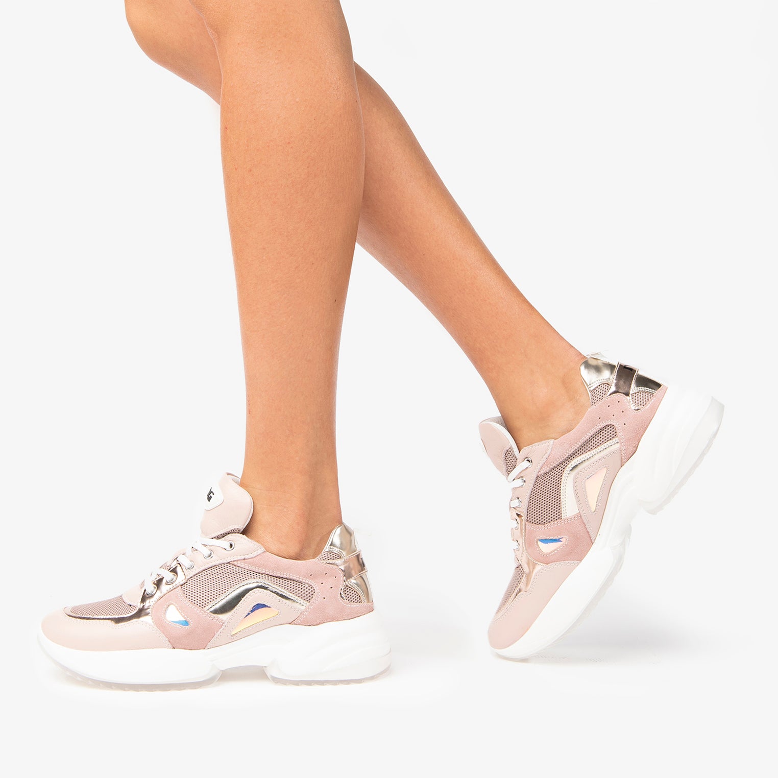 Sneakers Donna in Pelle, Camoscio e  Tela