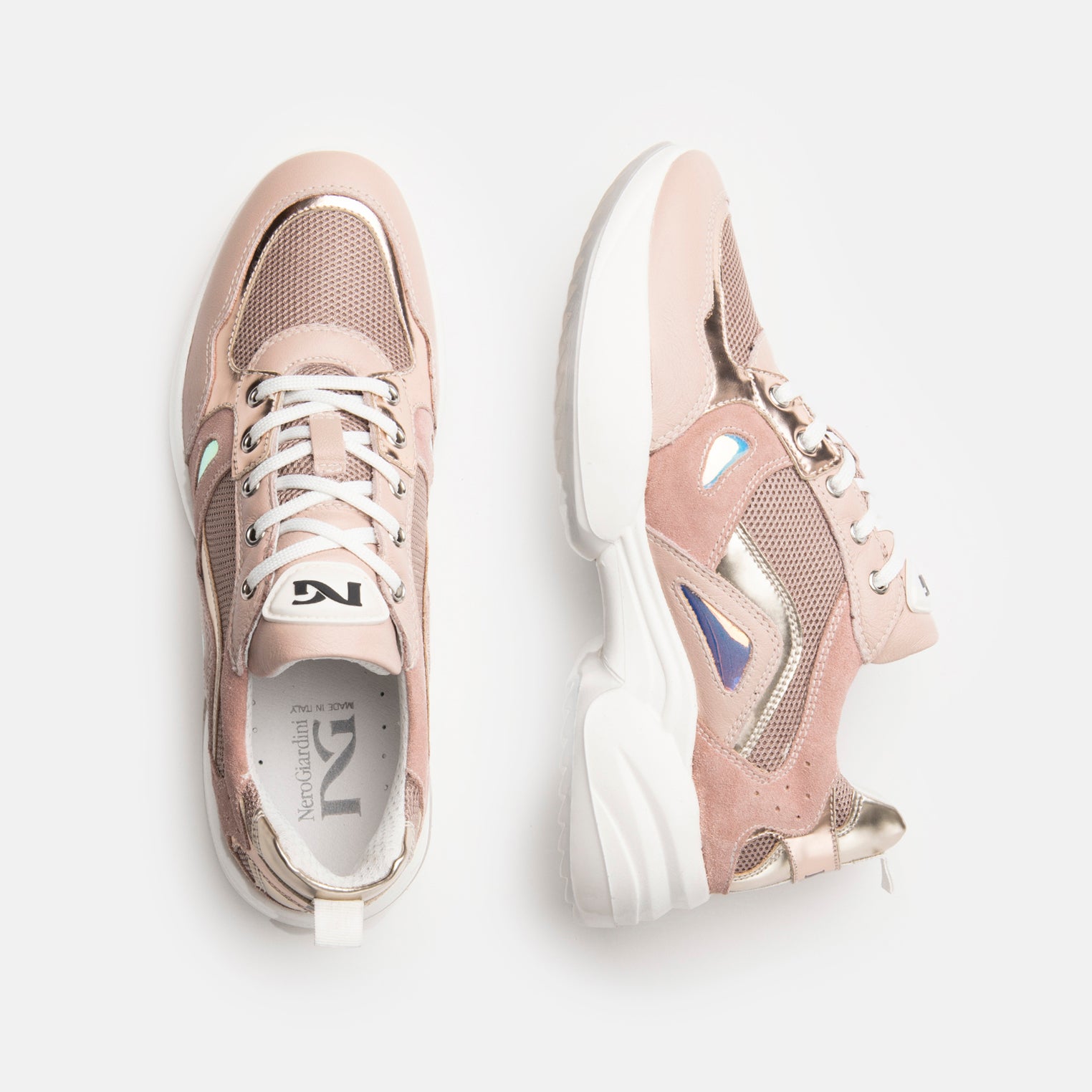 Sneakers Donna in Pelle, Camoscio e  Tela