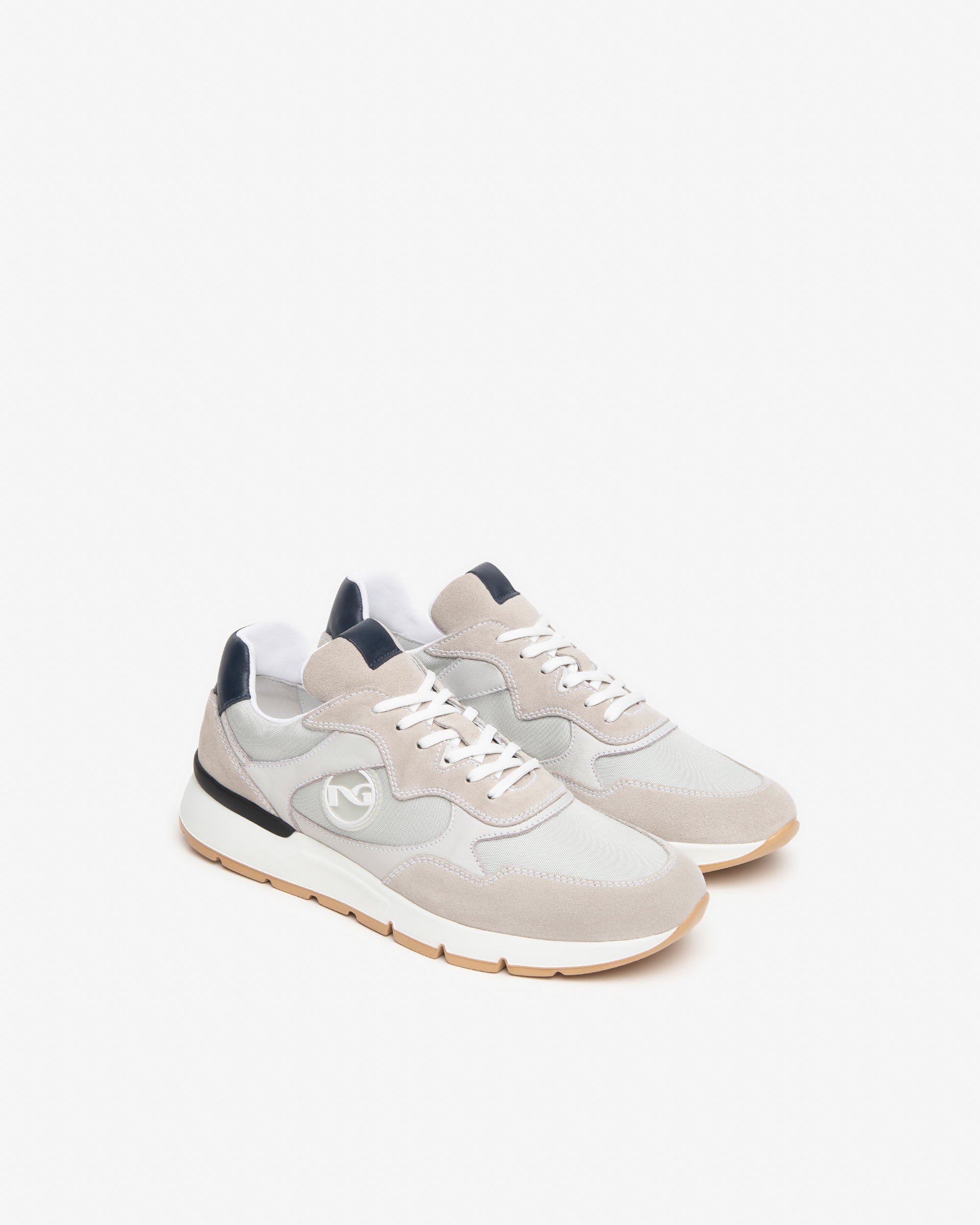 Sneakers Uomo in Camoscio, Pelle e Tela