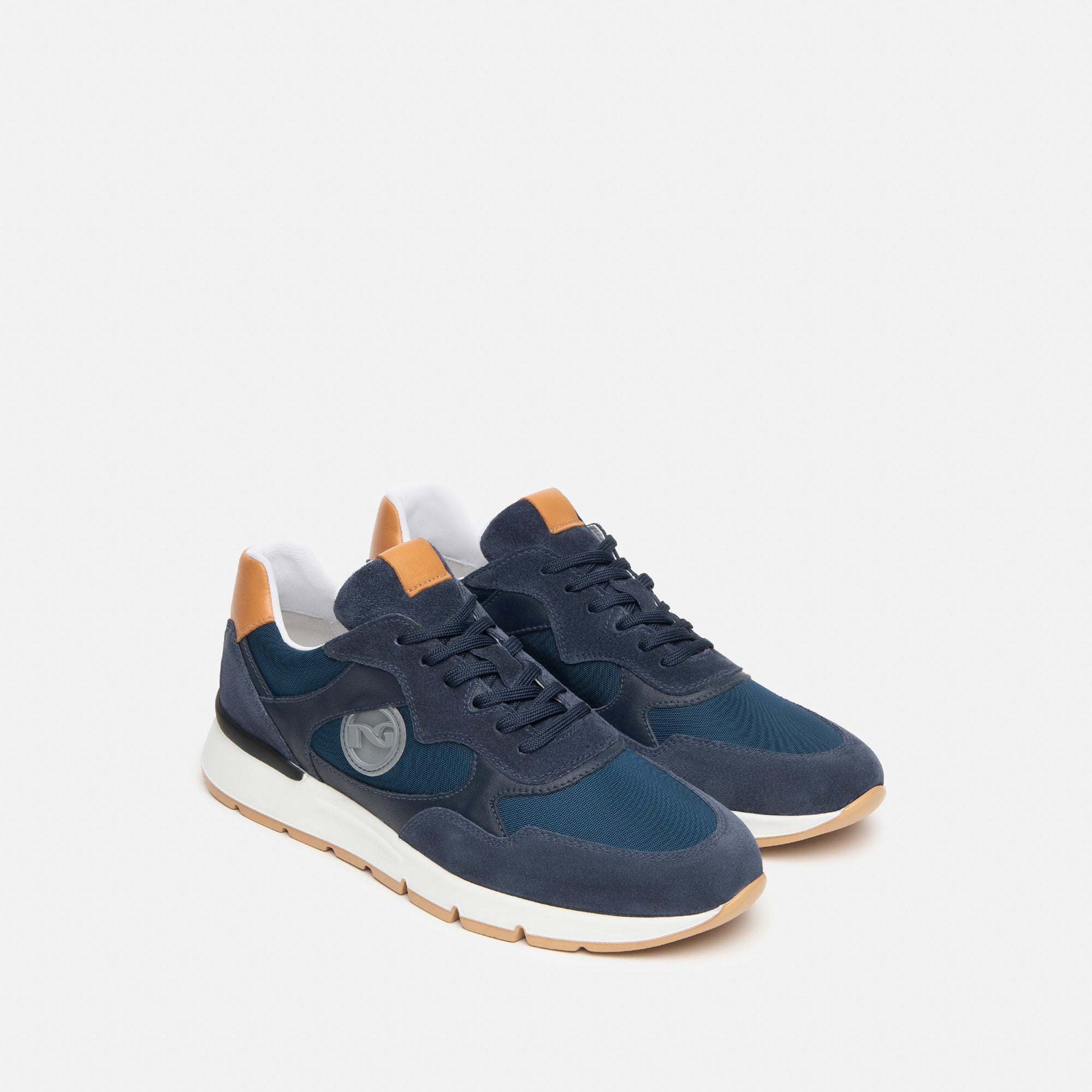 Sneakers Uomo in Camoscio, Pelle e Tela
