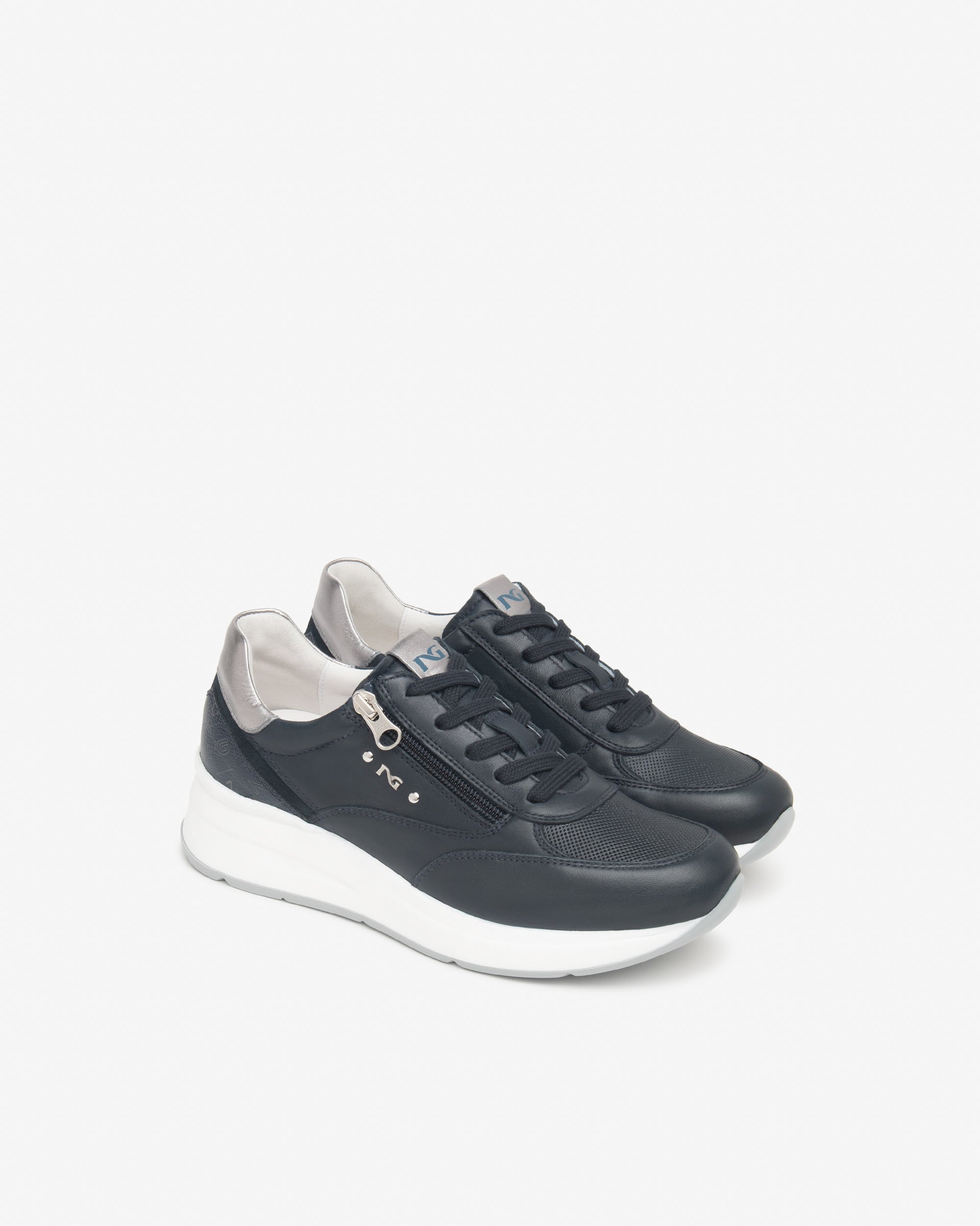 Sneakers Dames in Leder en Technisch Materiaal