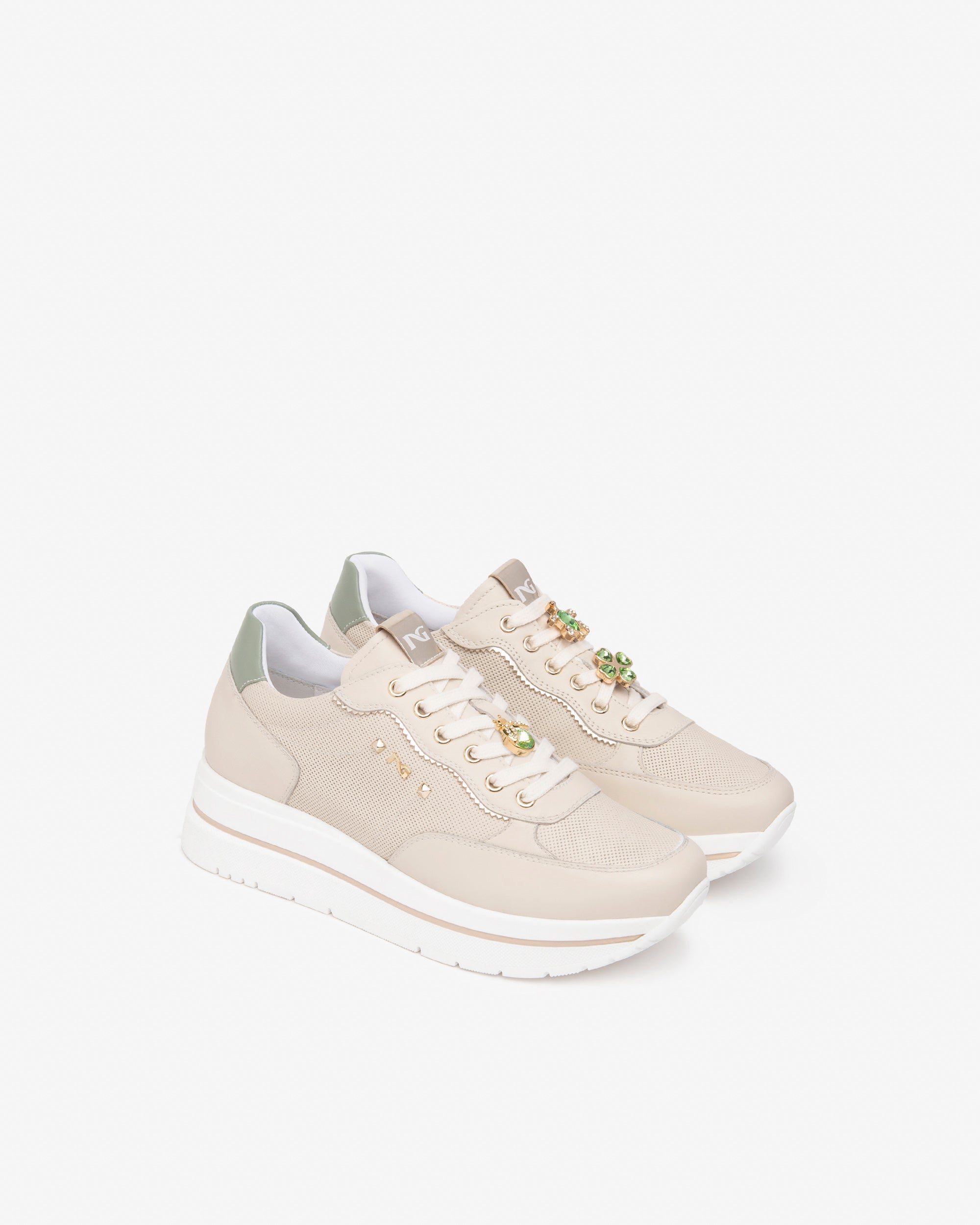 Sneakers Dames in Leder en Technisch Materiaal