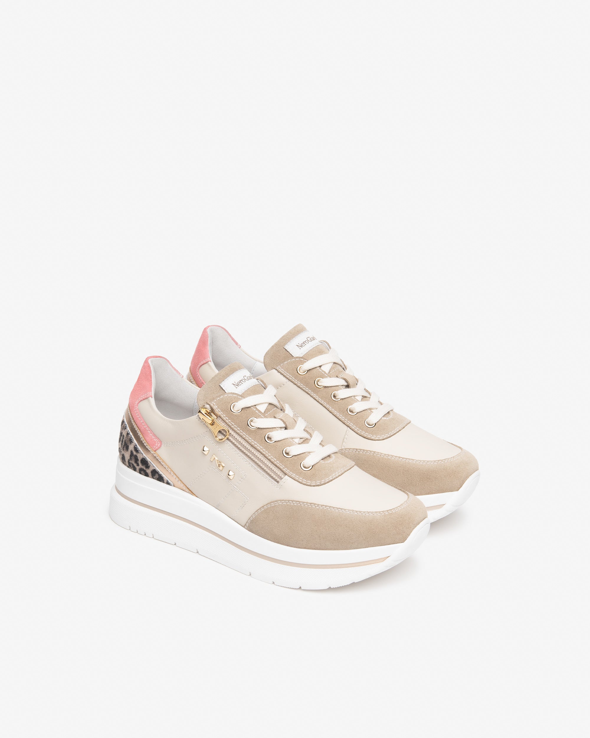 Sneakers Dames in Suède, Leder en Technisch materiaal