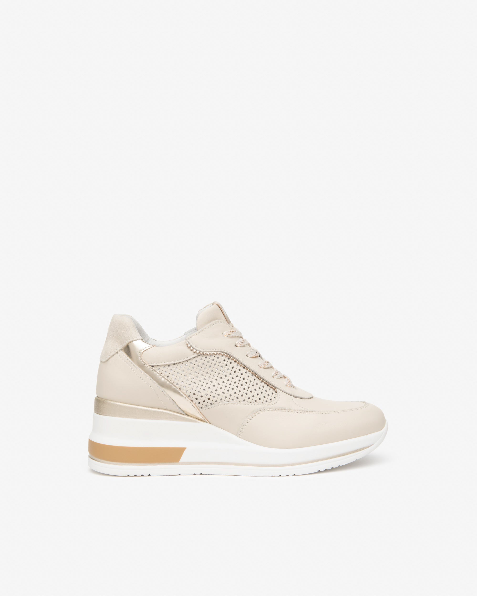 Nero Giardini E513080D Sneakers Donna In Pelle E Materiale Tecnico - Tomaia Bianca, Suola Platform (Taglia 39 EU)