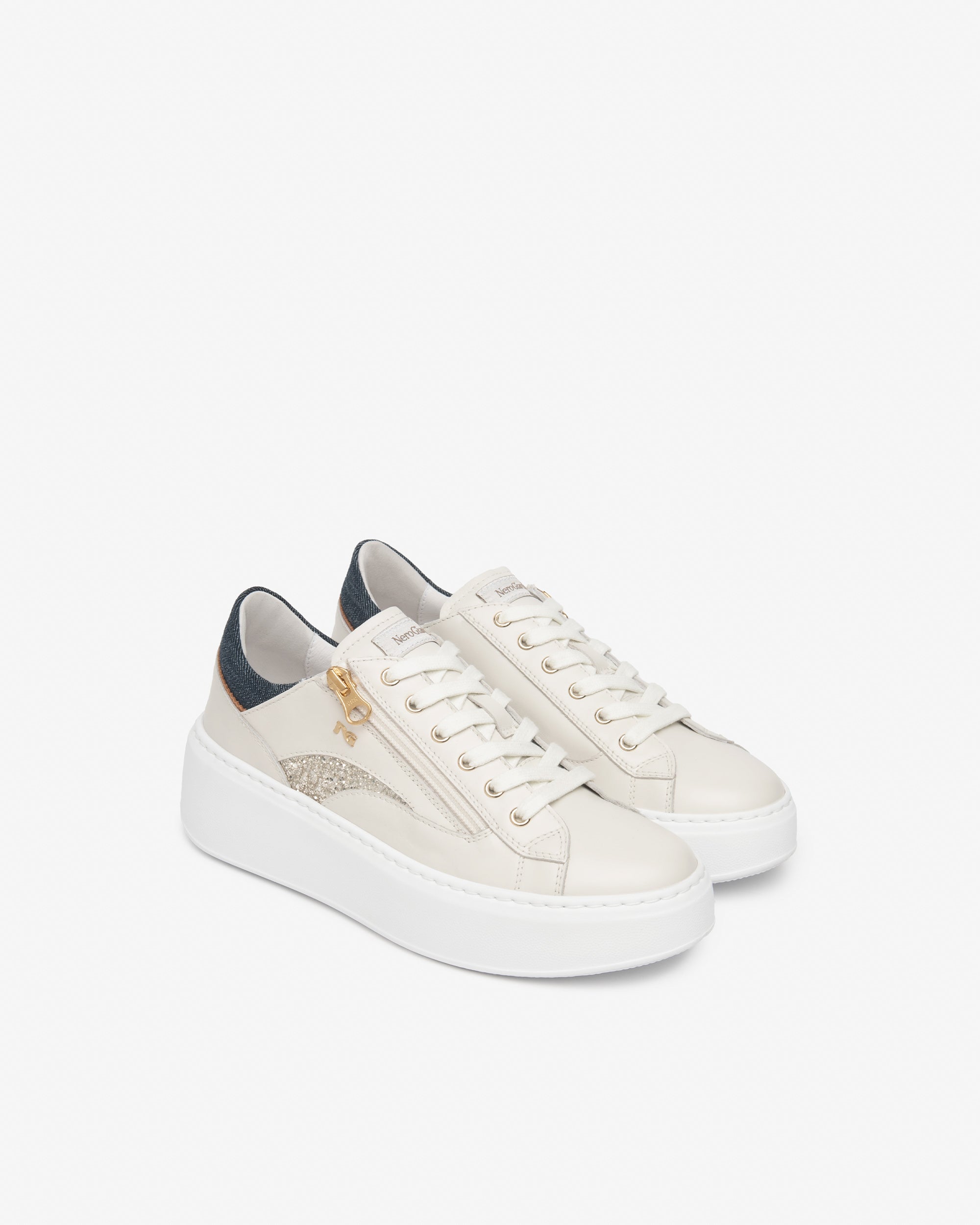 Sneakers Dames in Leder en Technisch Materiaal
