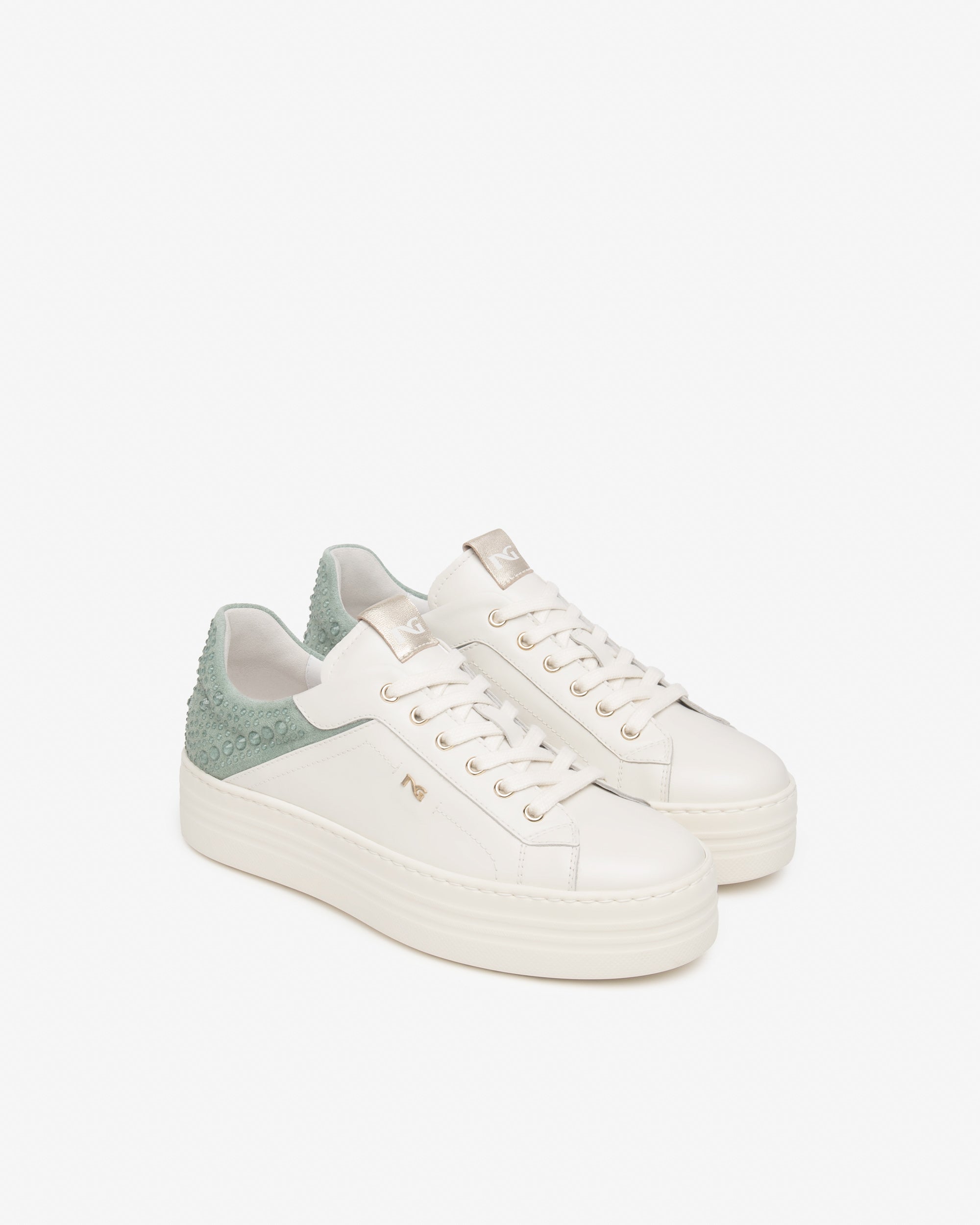 Damensneakers aus Glattleder und Veloursleder