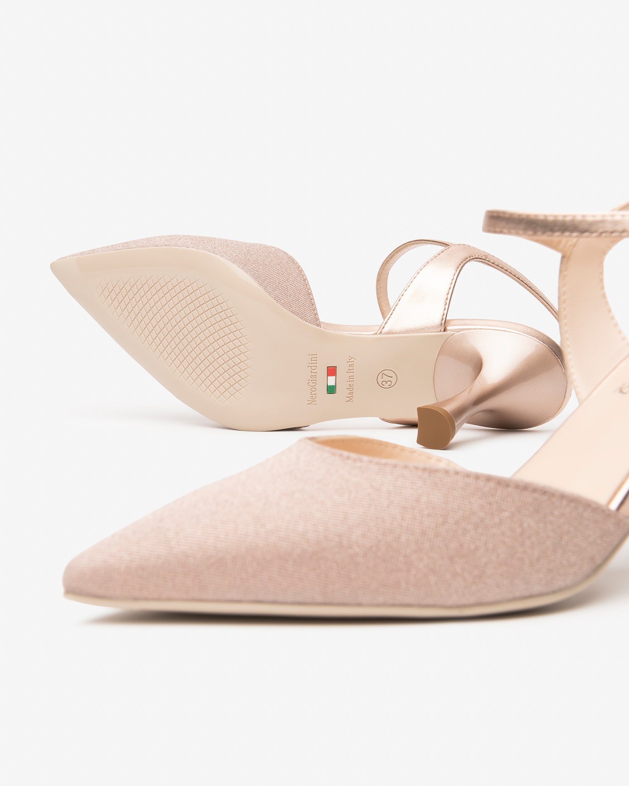 Slingbacks aus Leder und Canvas für Damen