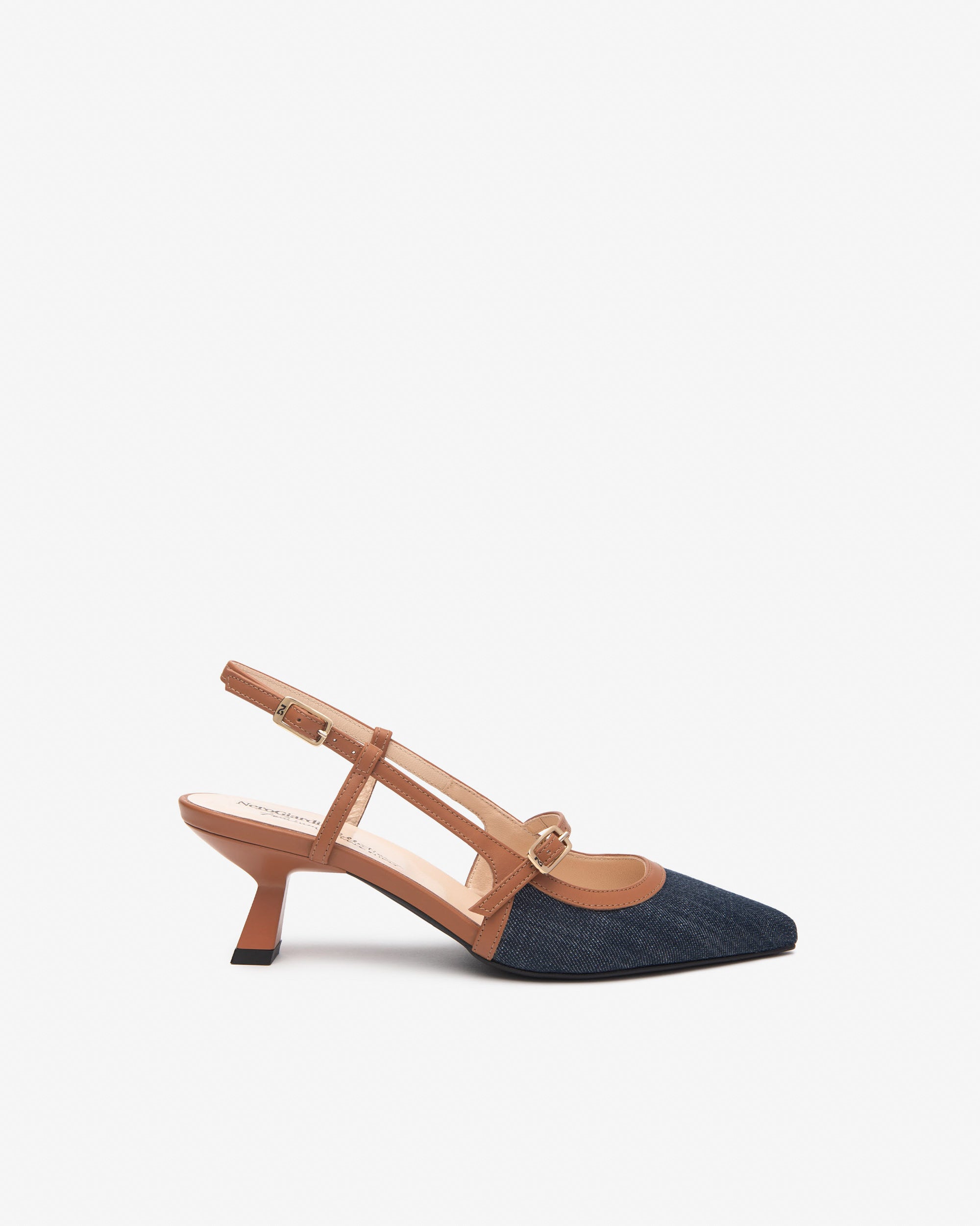 Slingback Donna in Pelle e Tessuto