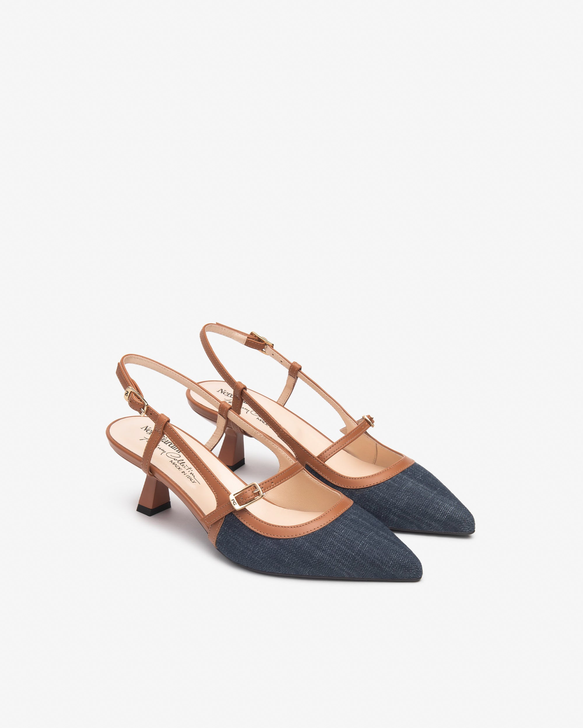 Slingback Donna in Pelle e Tessuto