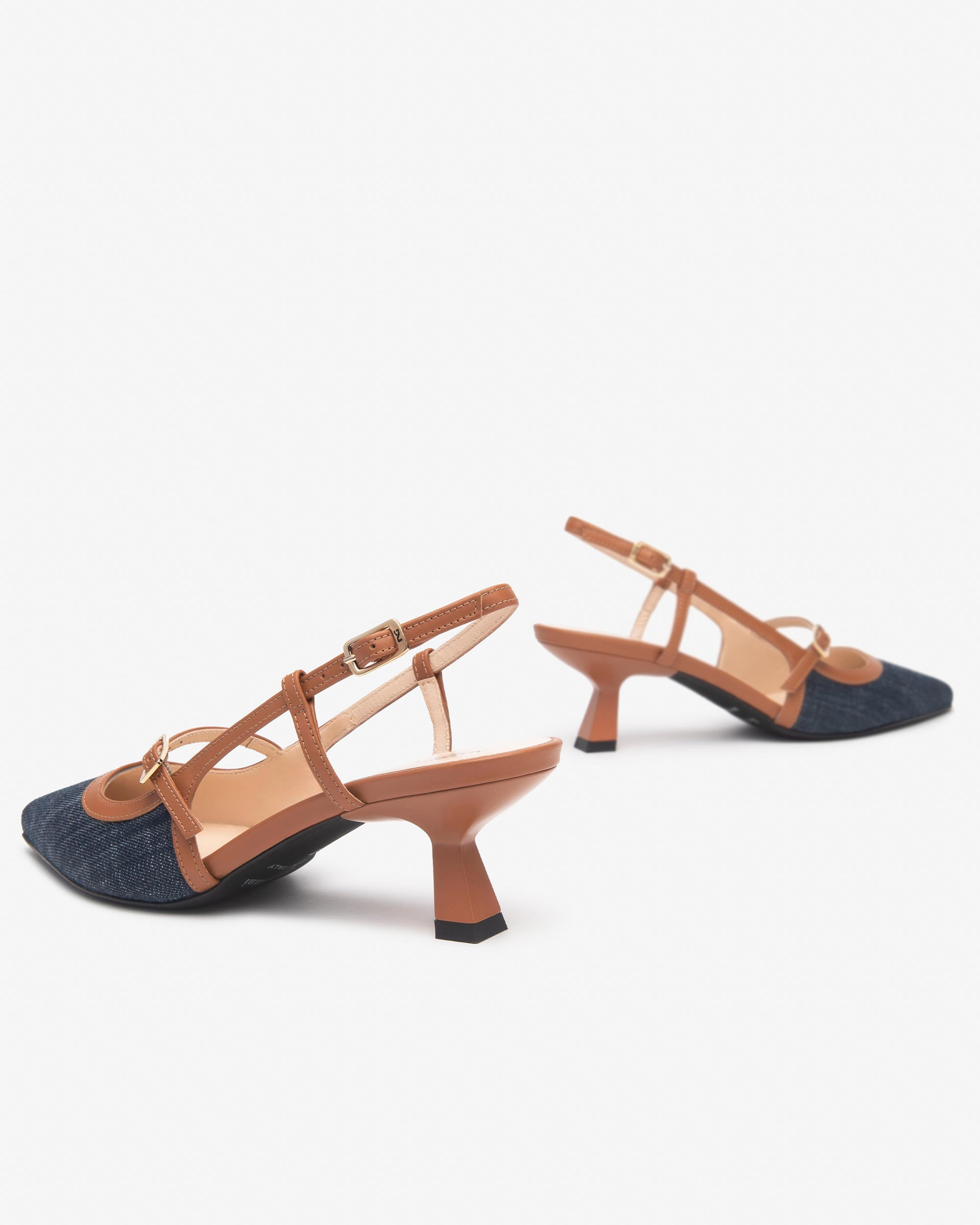 Slingback Donna in Pelle e Tessuto