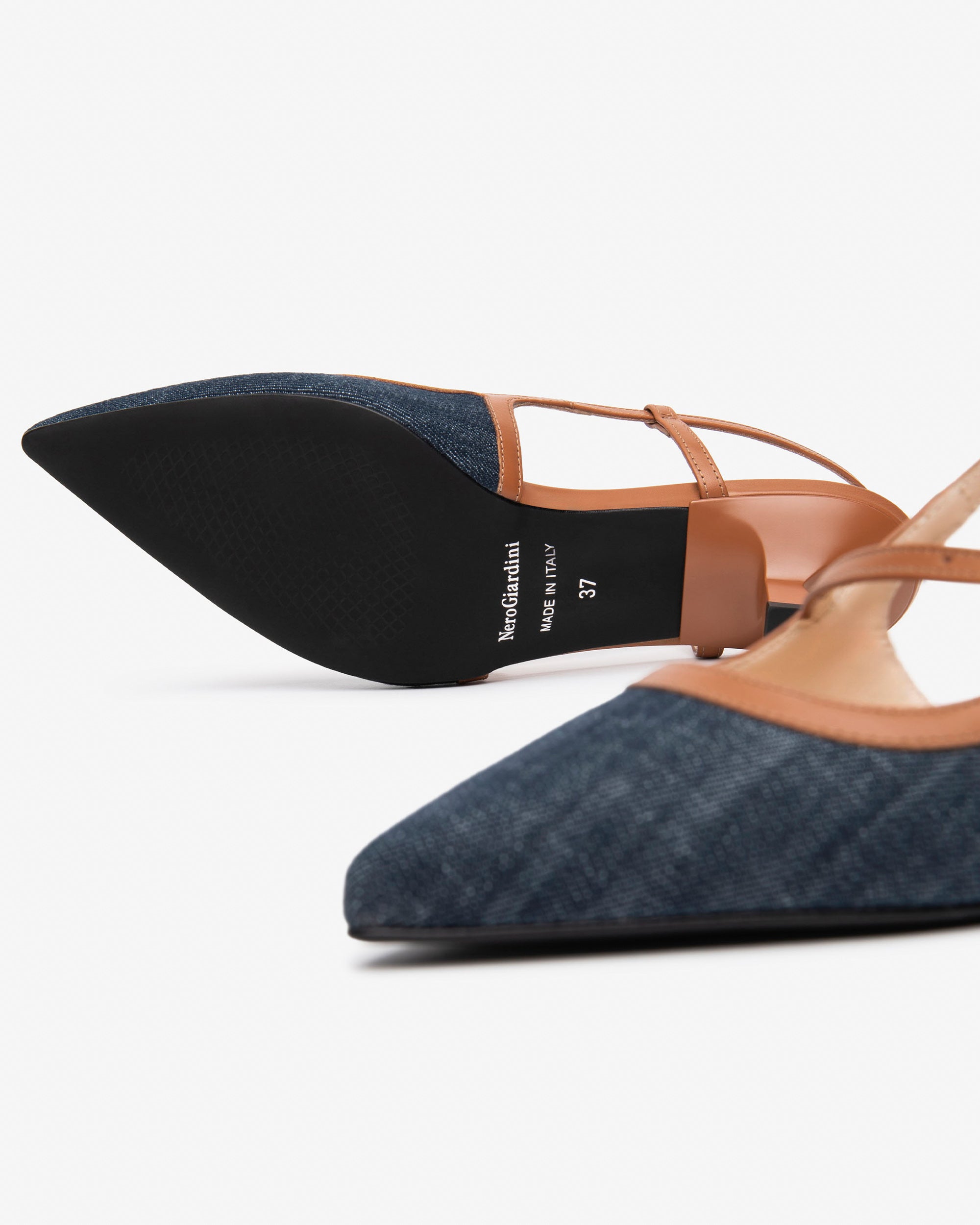 Slingback Donna in Pelle e Tessuto