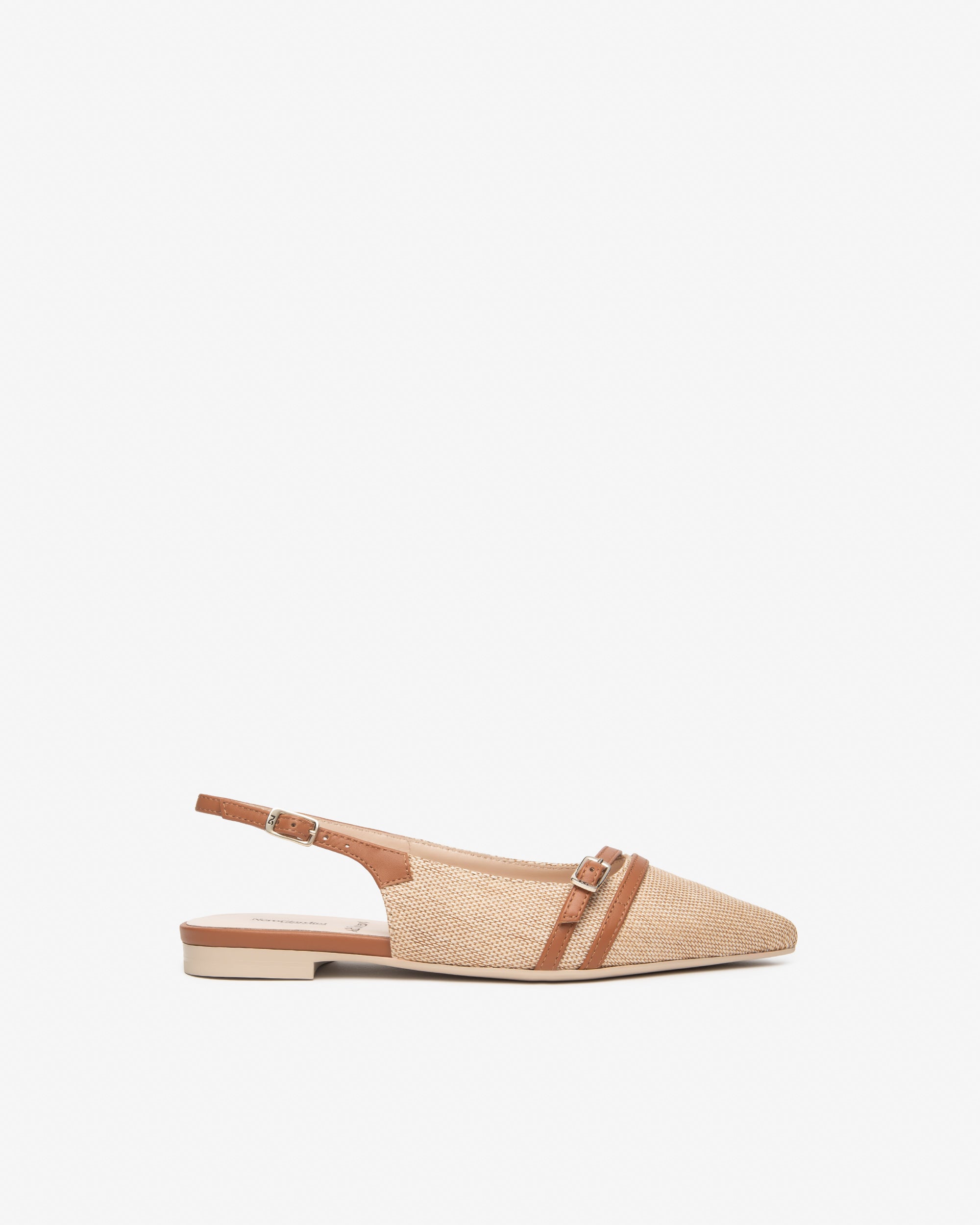 Slingbacks aus Gewebe und Leder für Damen