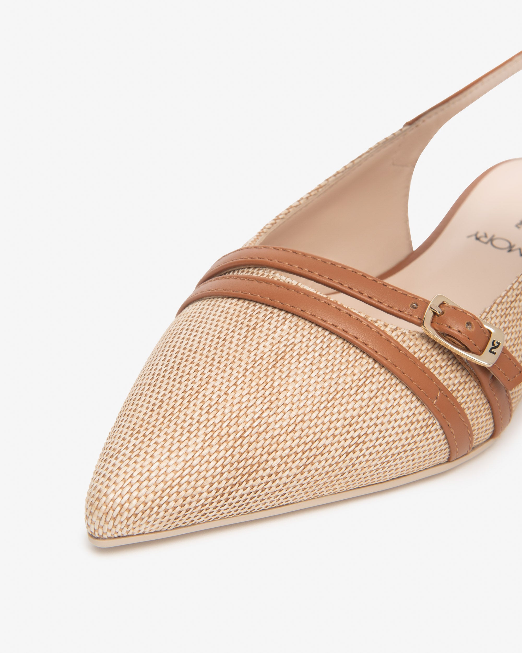 Slingbacks aus Gewebe und Leder für Damen