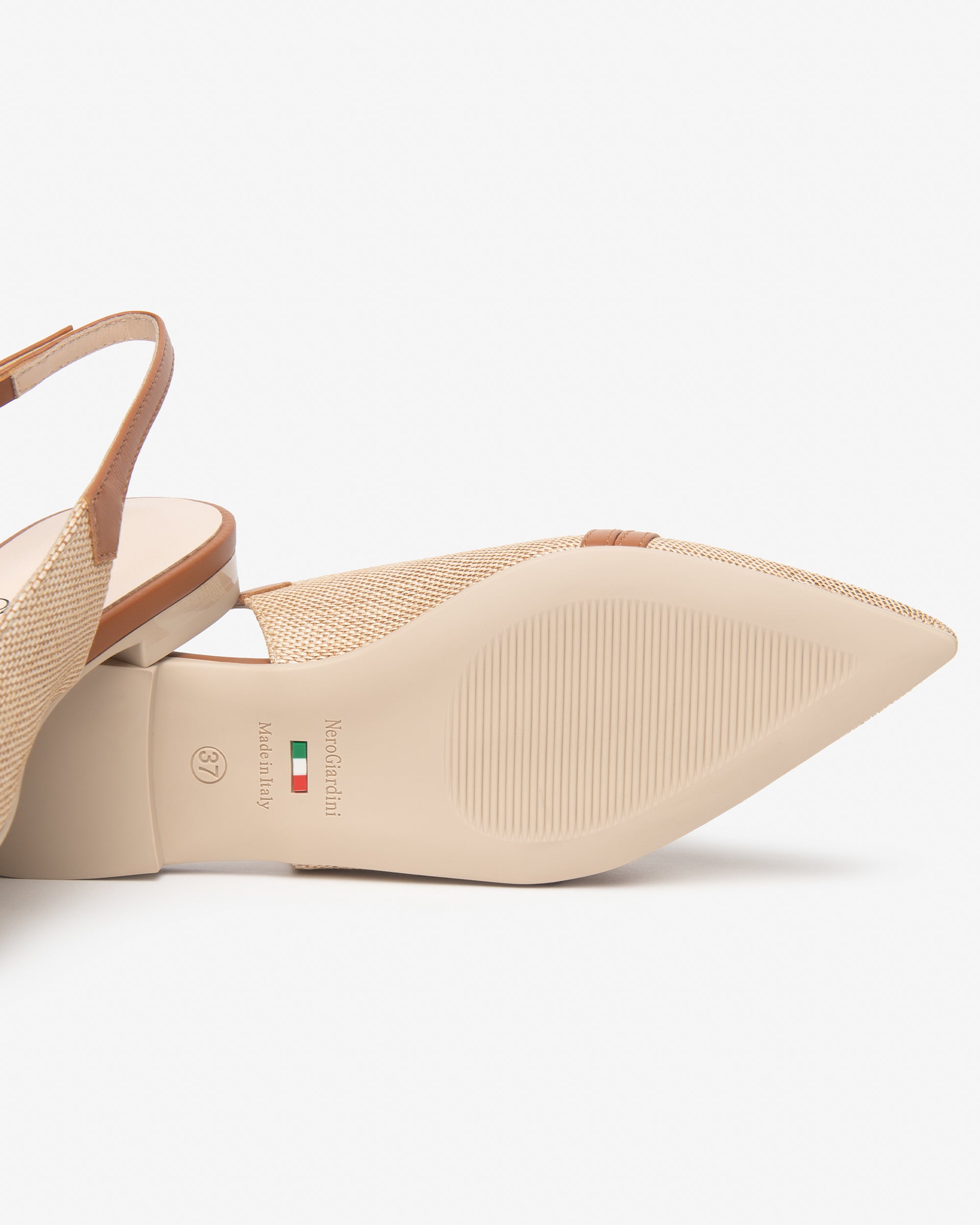 Slingbacks aus Gewebe und Leder für Damen