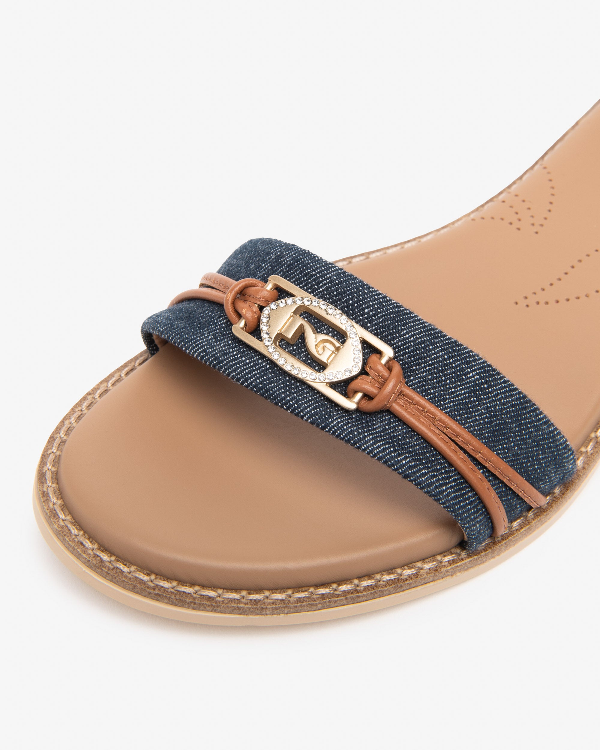 Damensandalen aus Leder und Gewebe