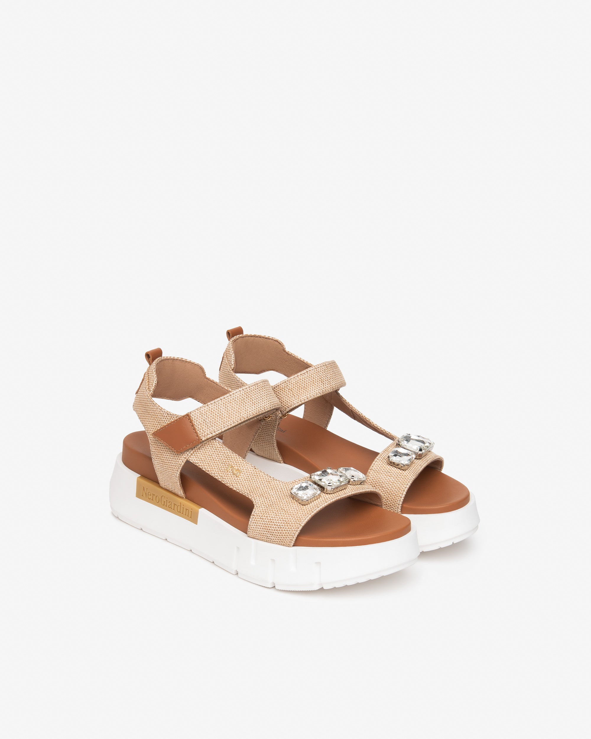 Sandali Donna in Pelle e Tessuto