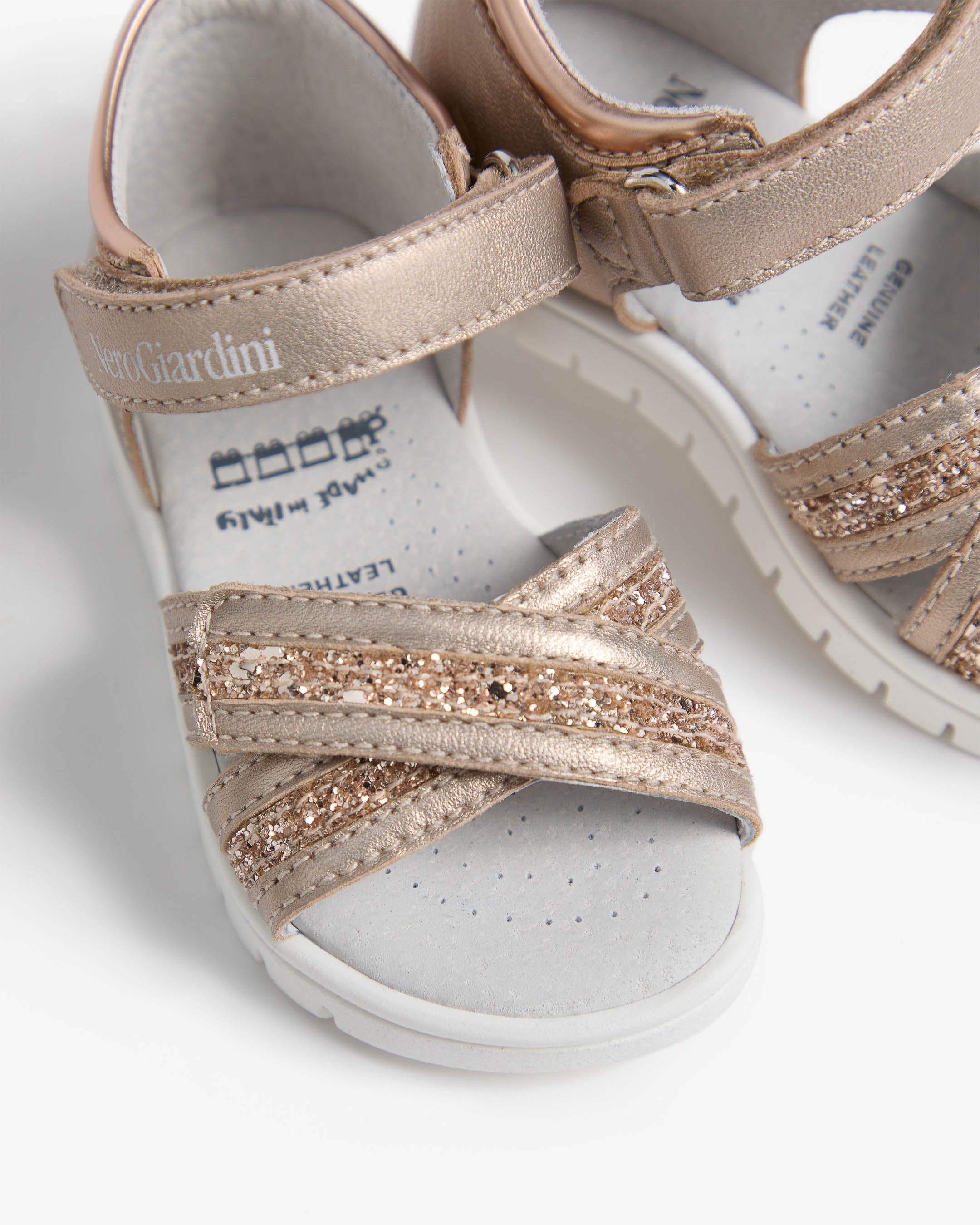 Sandalen Junior voor Meisje in Technisch Materiaal en Leder