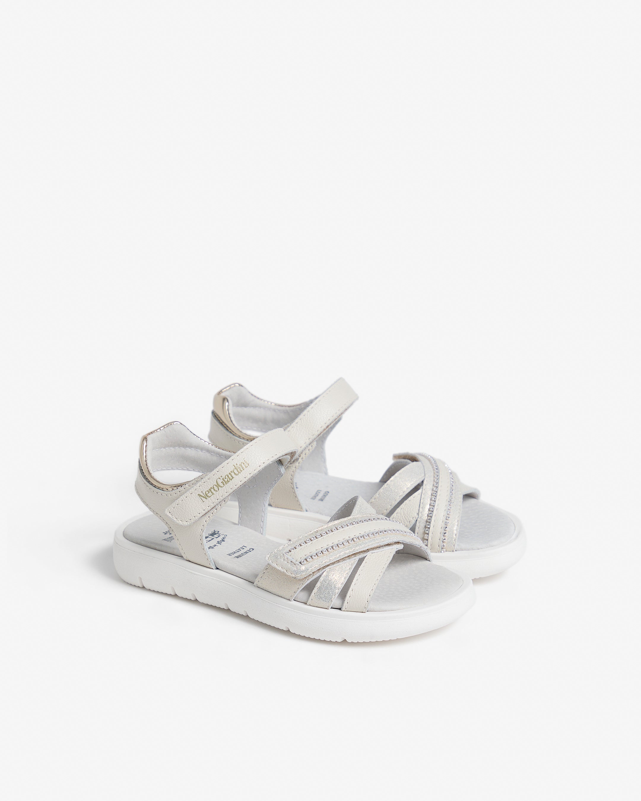 Sandalen Junior voor Meisje in Leder en Technisch Materiaal