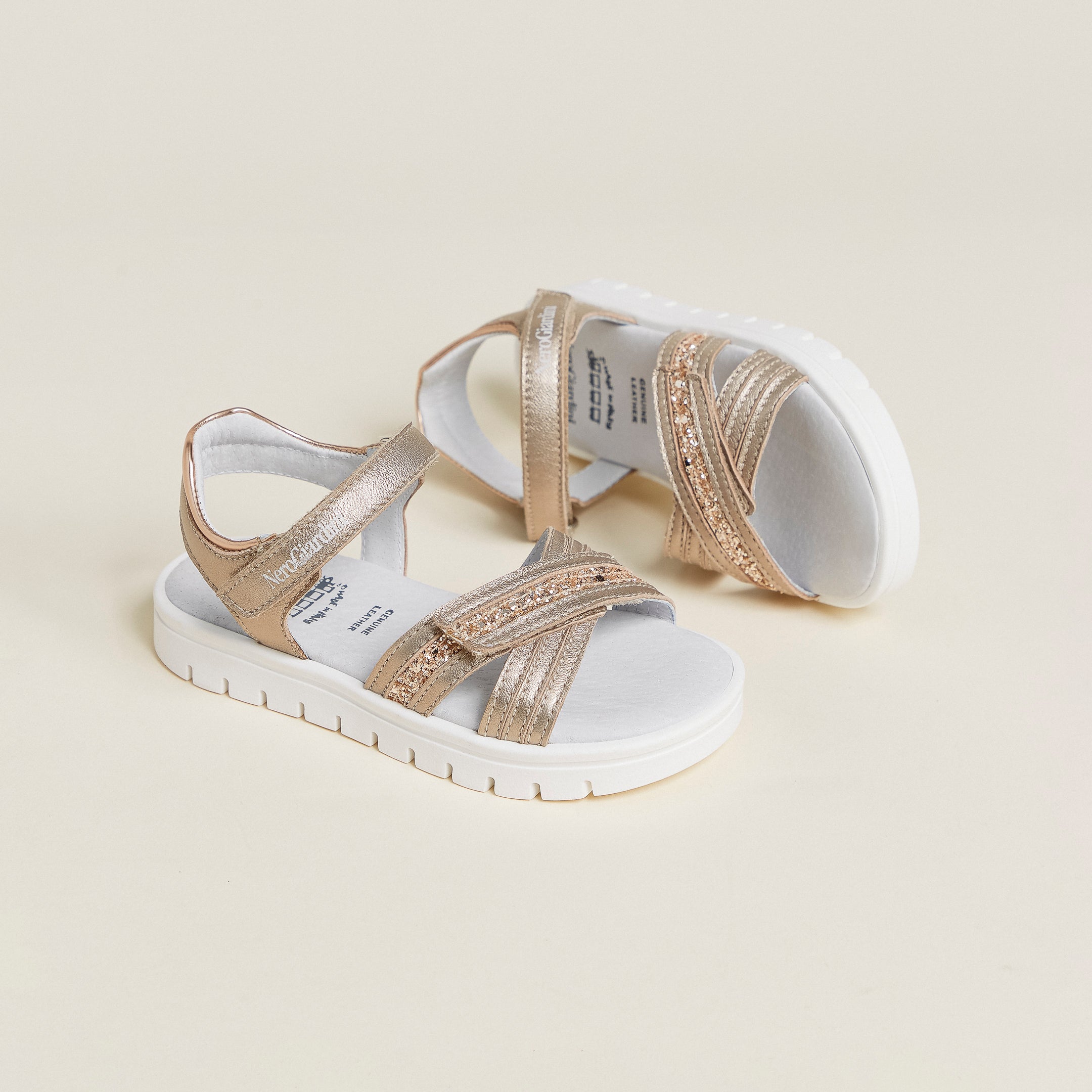 Sandalen Junior voor Meisje in Technisch Materiaal en Leder