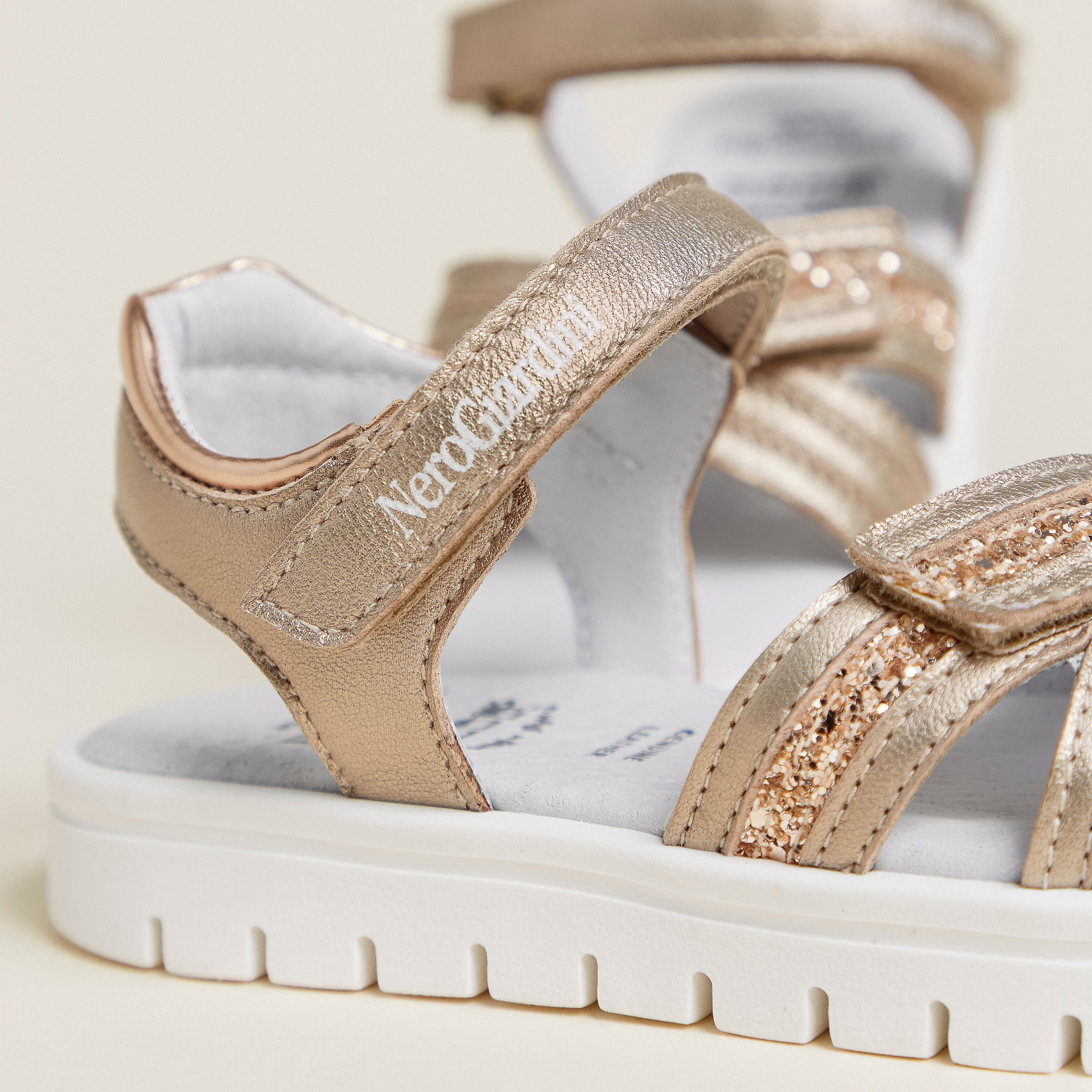 Sandalen Junior voor Meisje in Technisch Materiaal en Leder