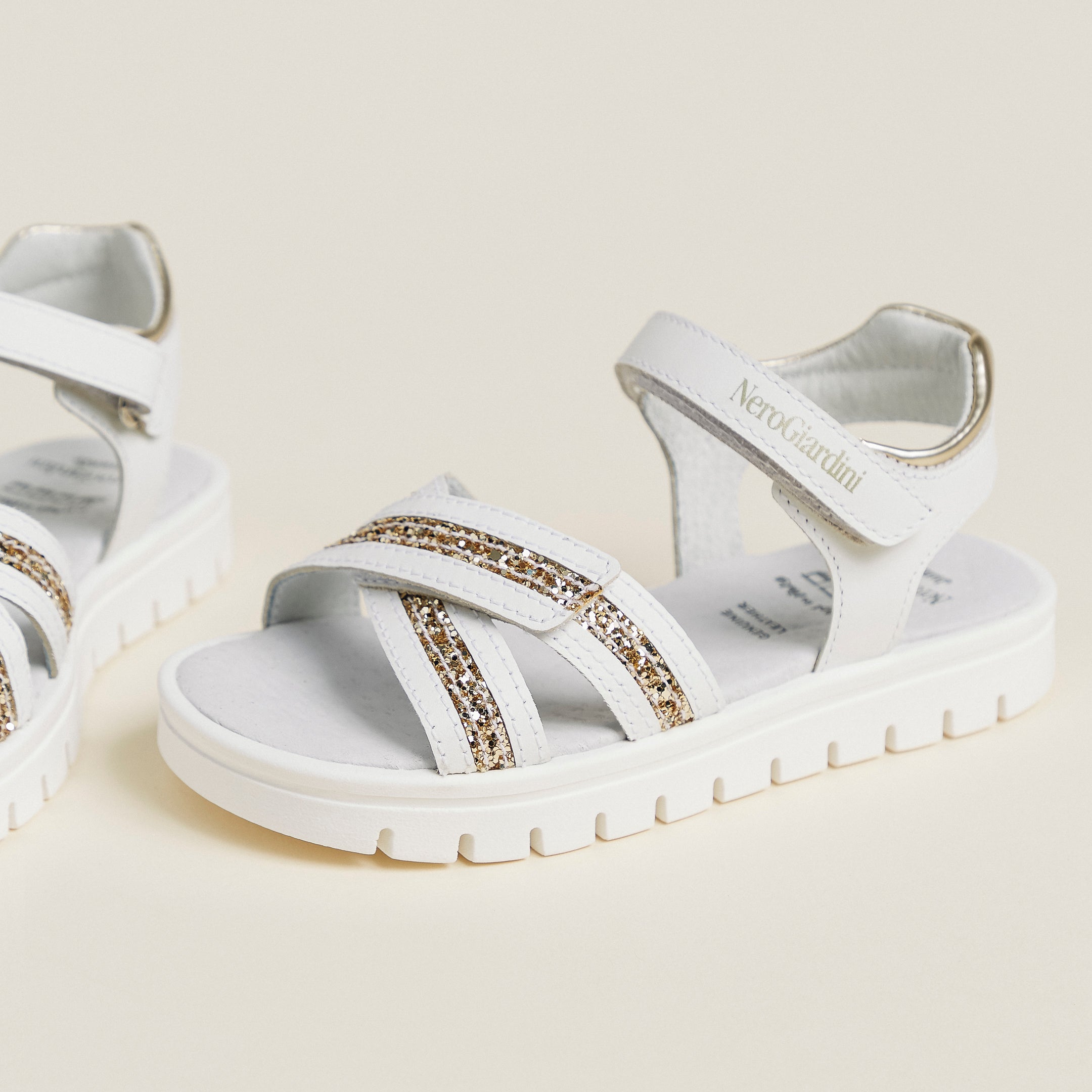 Sandalen Junior voor Meisje in Technisch Materiaal en Leder