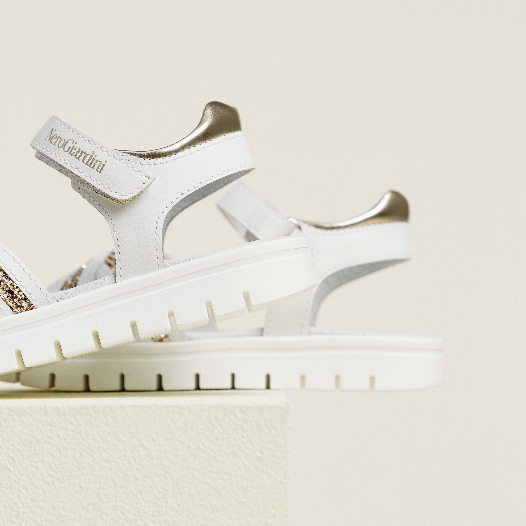 Sandalen Junior voor Meisje in Technisch Materiaal en Leder