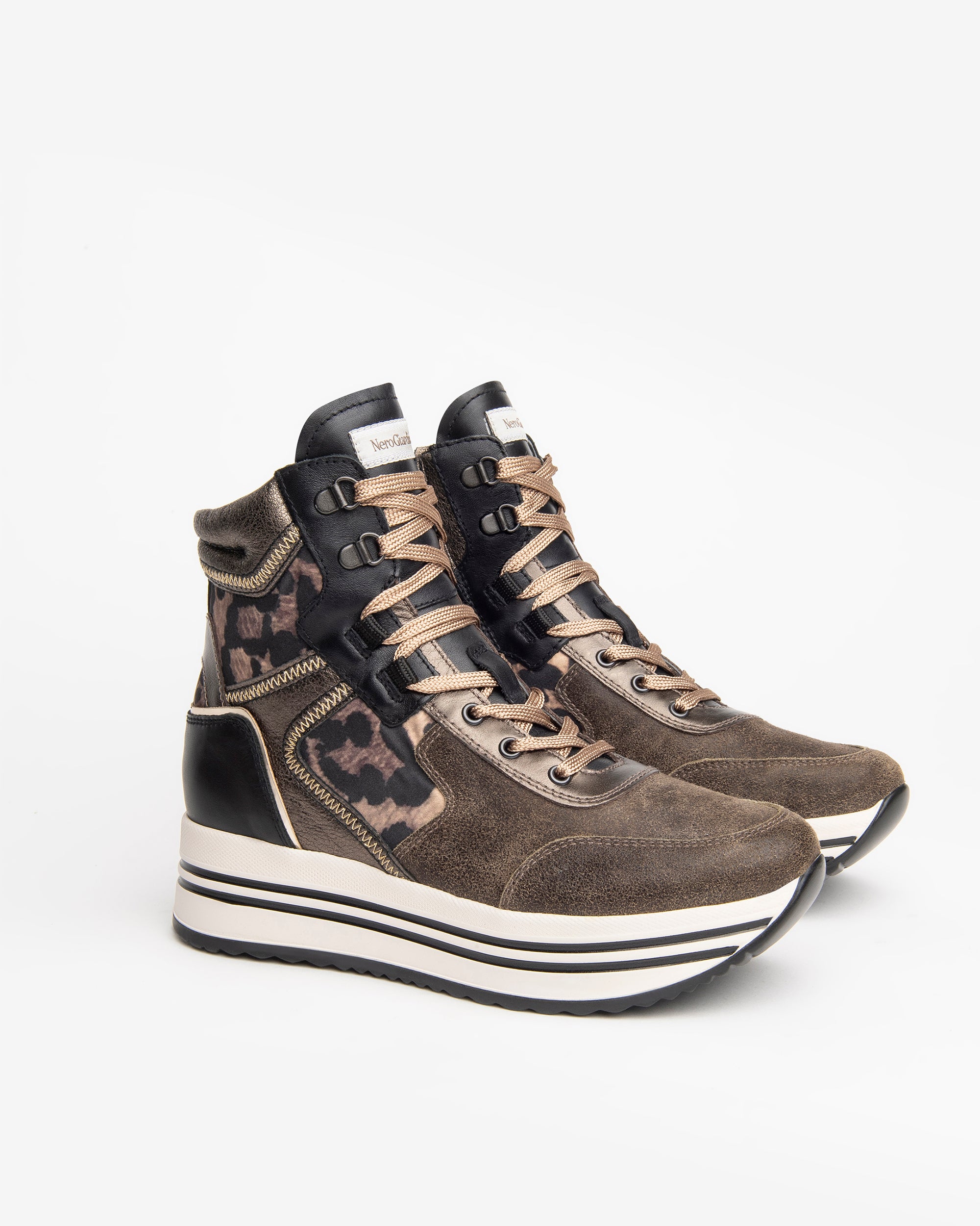 Sneakers Alte Donna in Pelle e Materiale Tecnico