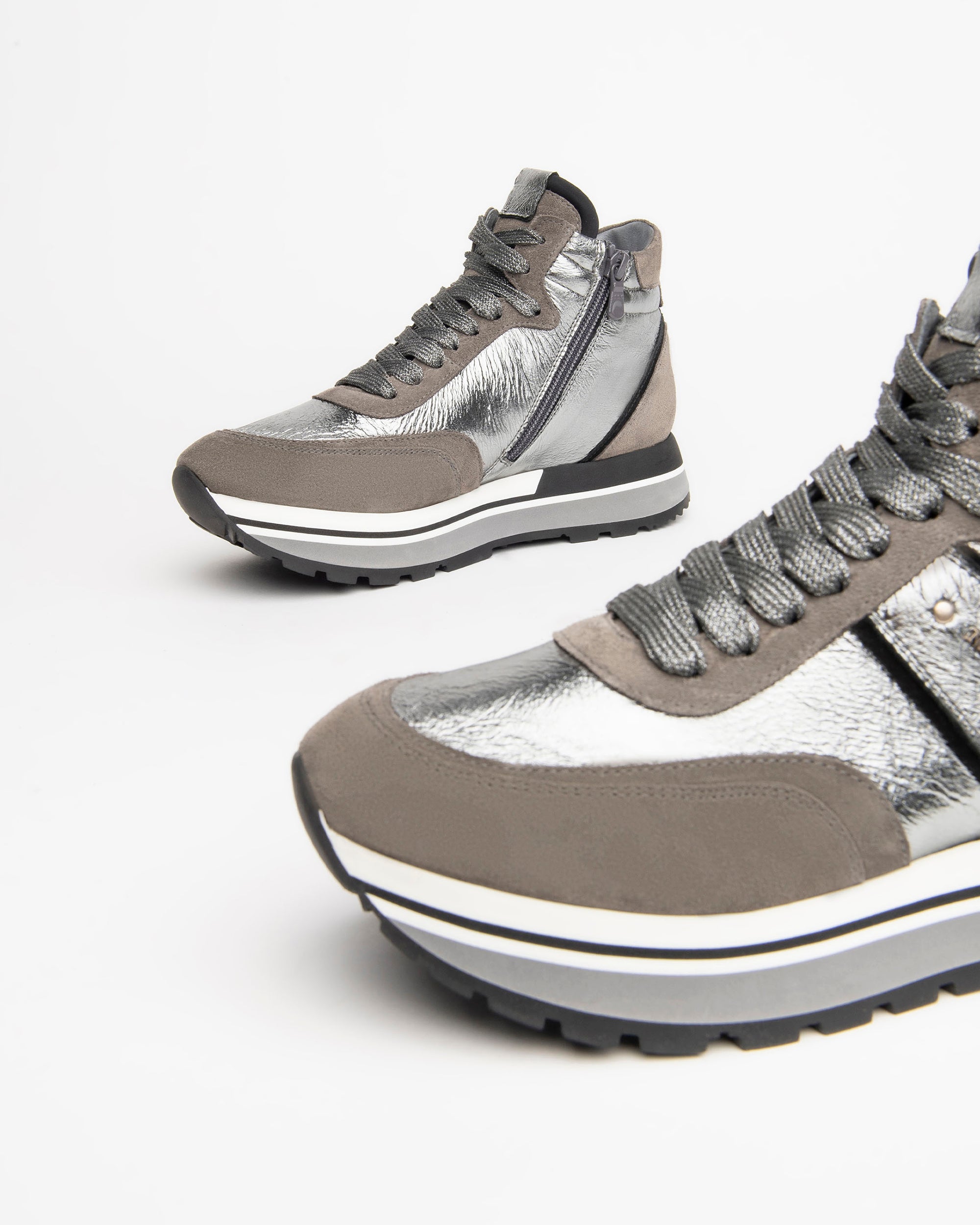 Sneakers Alte Donna in Camoscio e Pelle