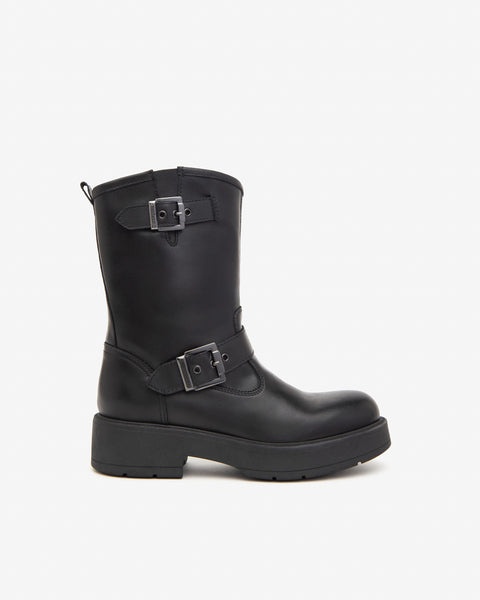Bottines Nero Giardini Donna I411904D 100 - Cuir Noir - Fermeture éclair - Talon Bloc 5cm - Fabriquées En Italie