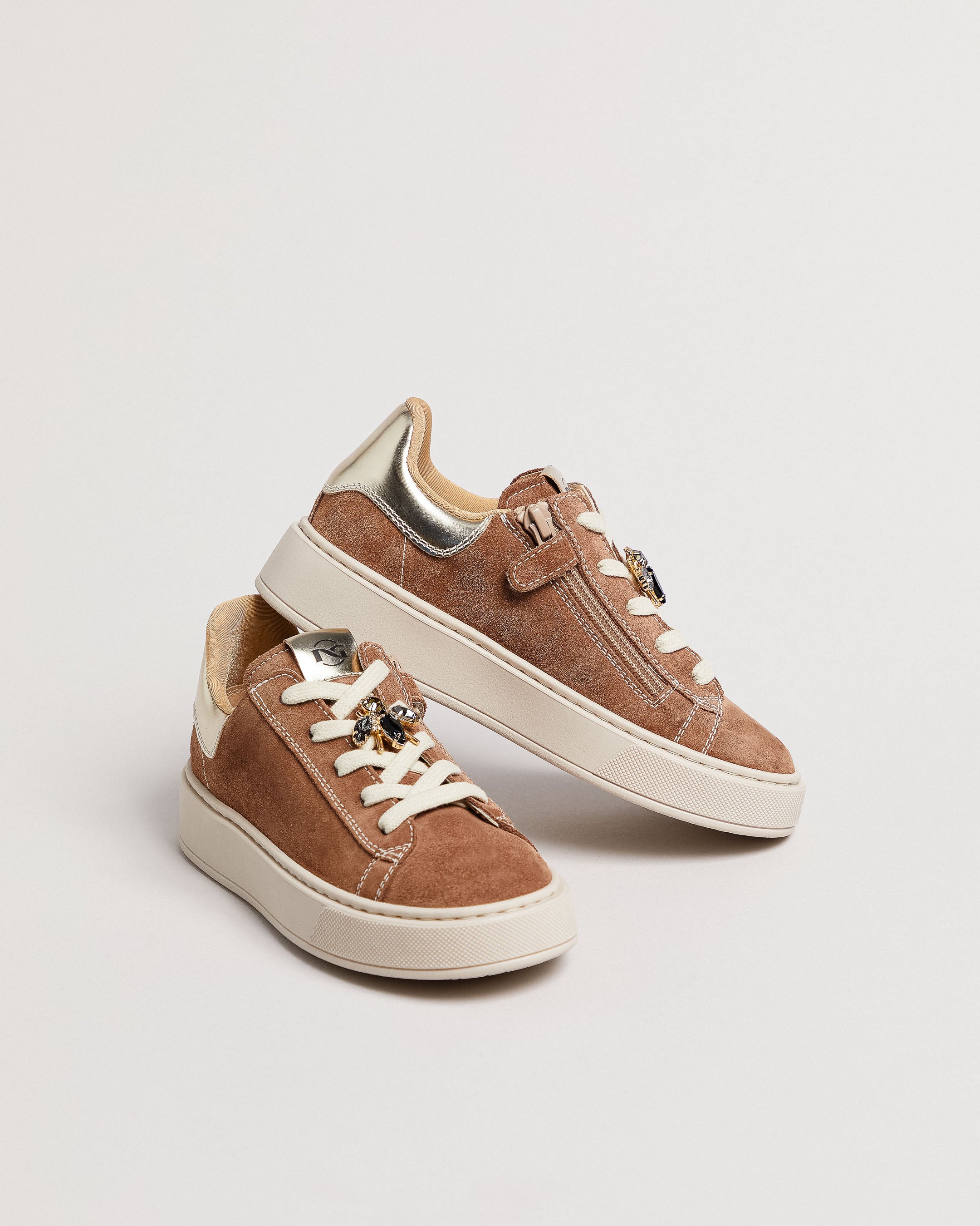 Sneakers Teens voor Tienermeisje in Suède en Technisch Materiaal
