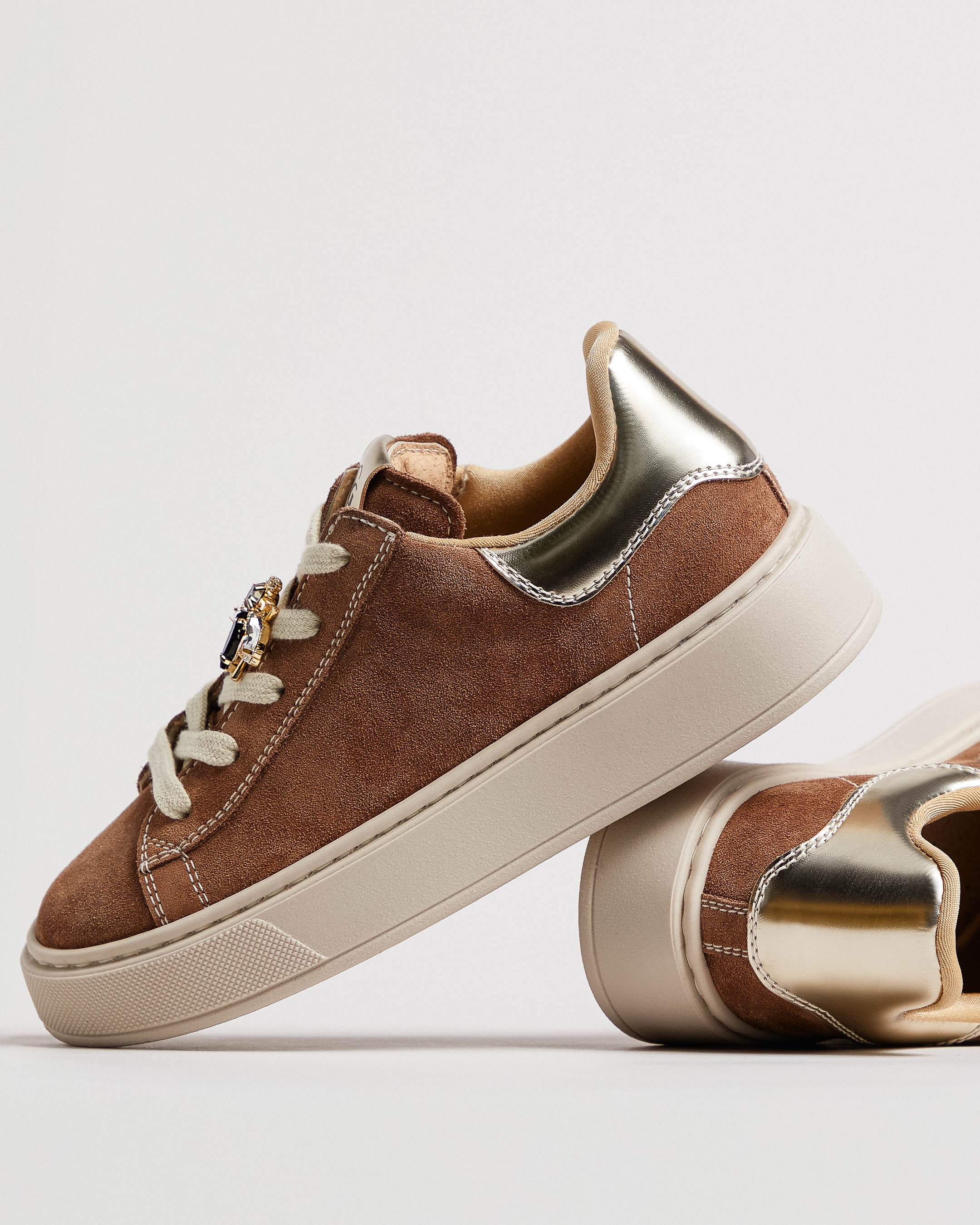Sneakers Teens voor Tienermeisje in Suède en Technisch Materiaal