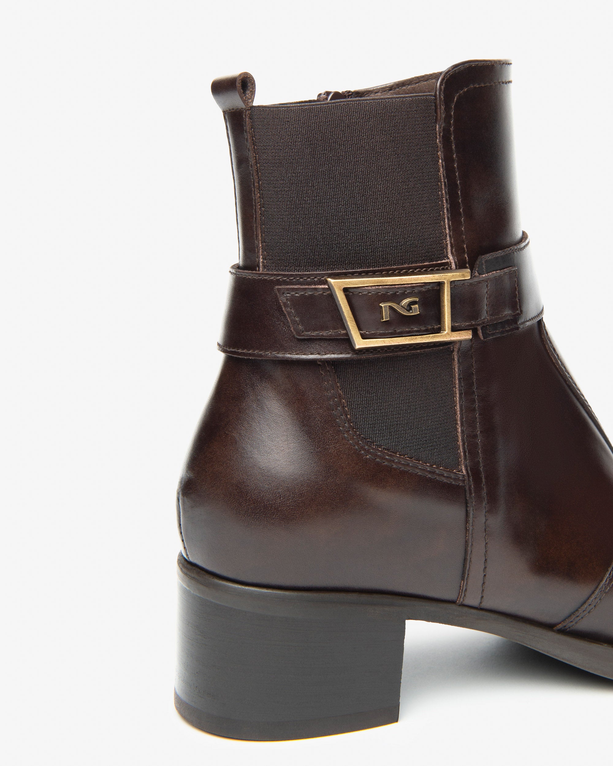 Damenstiefeletten aus Leder und Gewebe