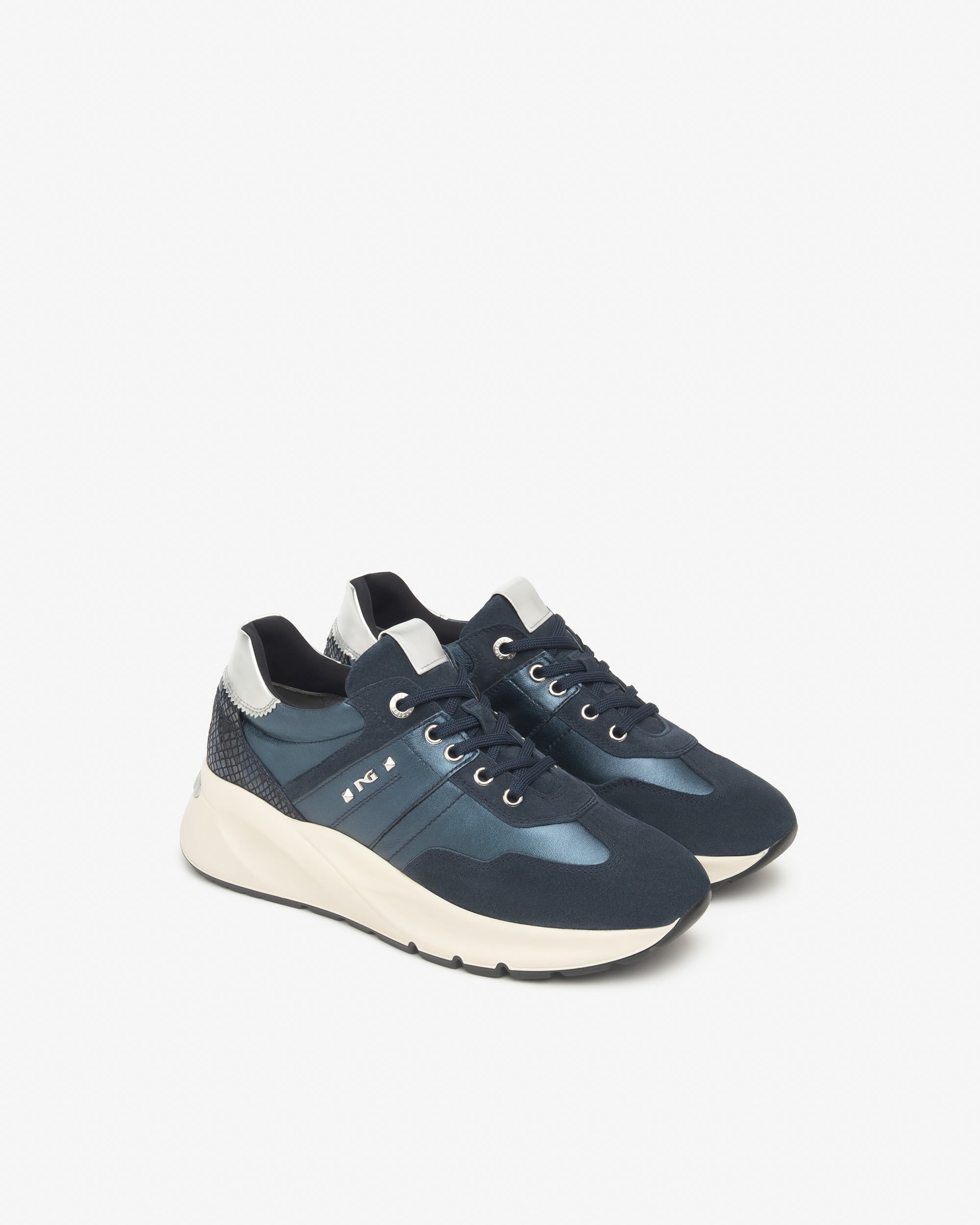 Sneakers Dames in Suède, Leder en Technisch materiaal