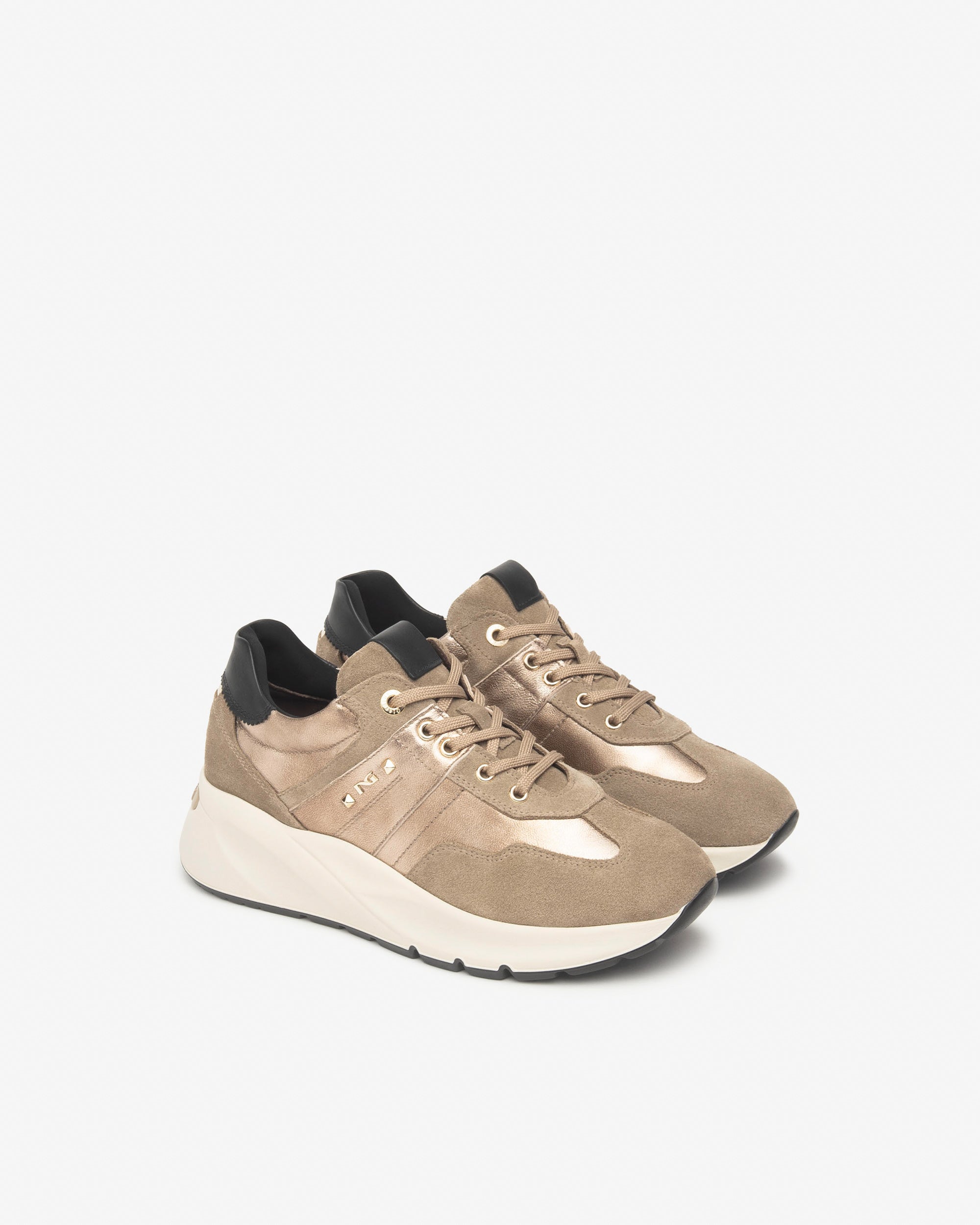 Sneakers Dames in Suède, Leder en Technisch materiaal