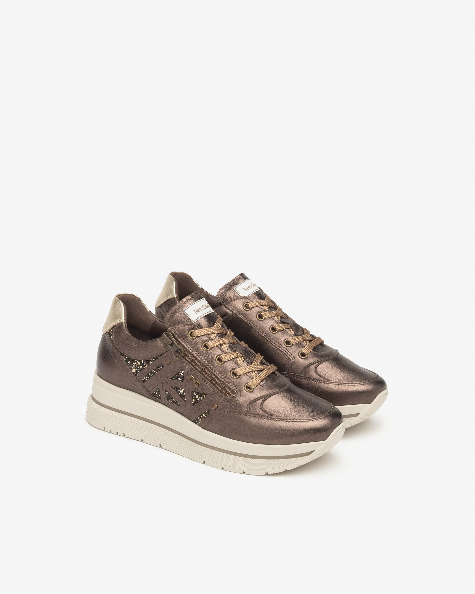 Sneakers Dames in Leder en Technisch Materiaal