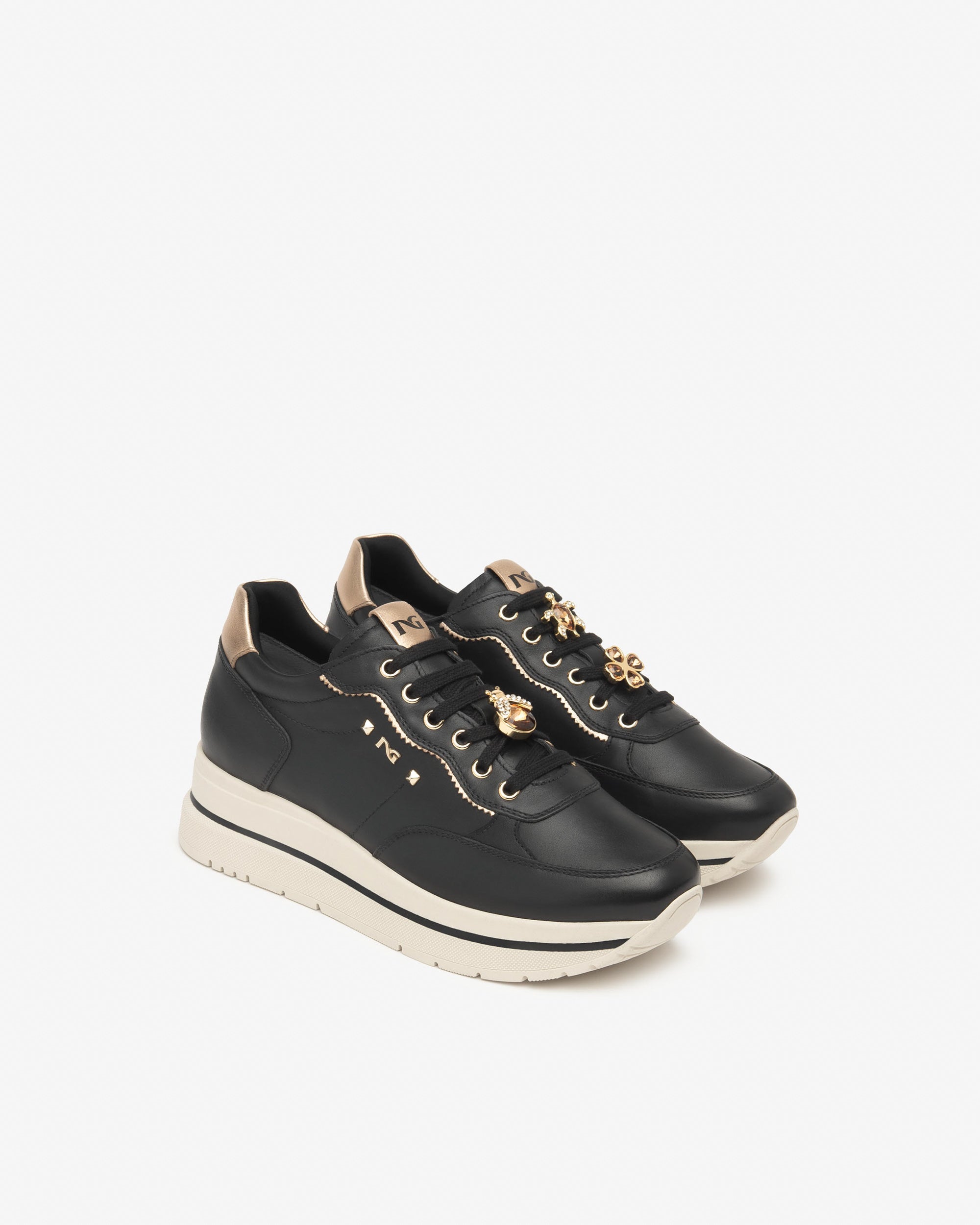 Sneakers Dames in Leder en Technisch Materiaal