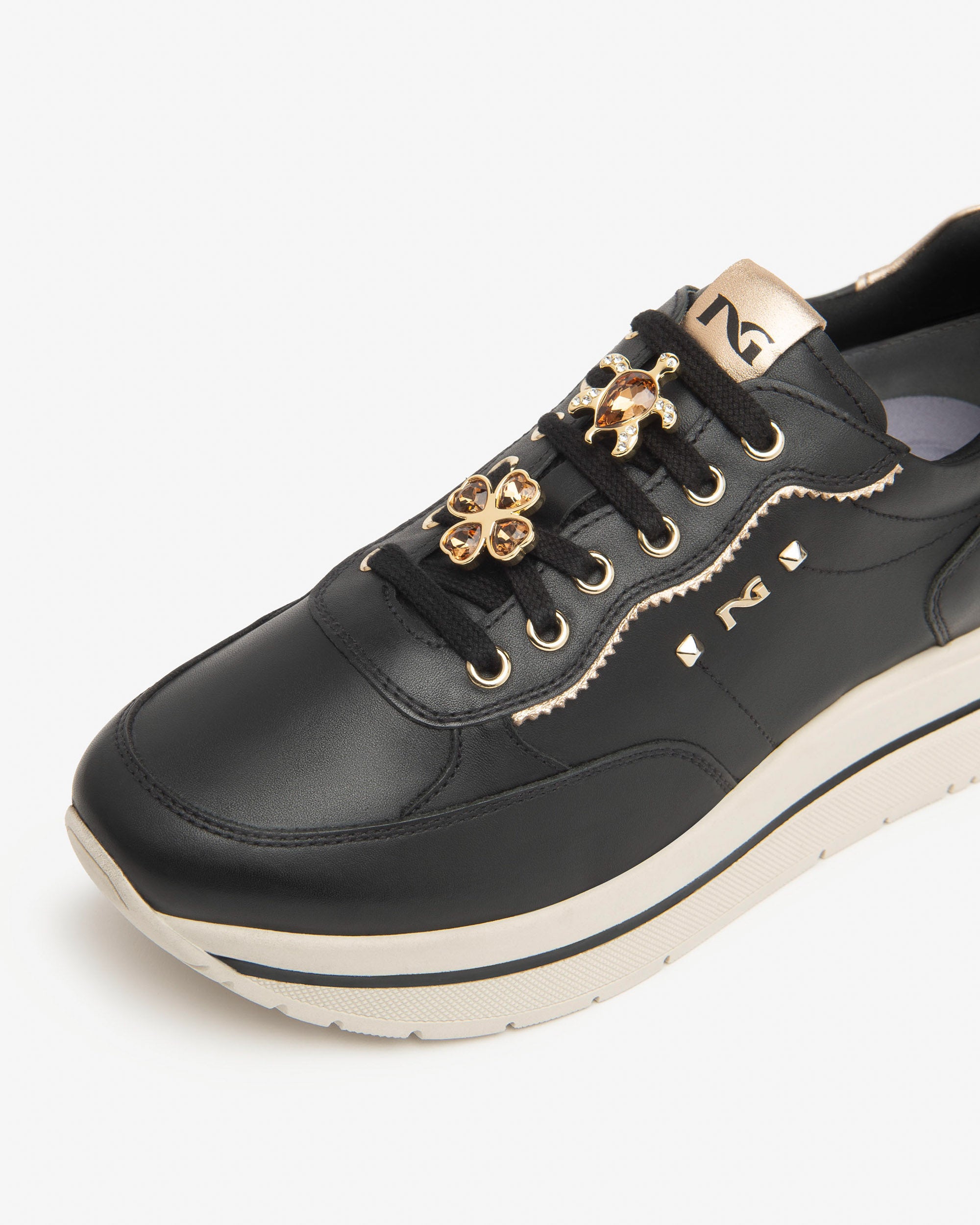 Sneakers Dames in Leder en Technisch Materiaal