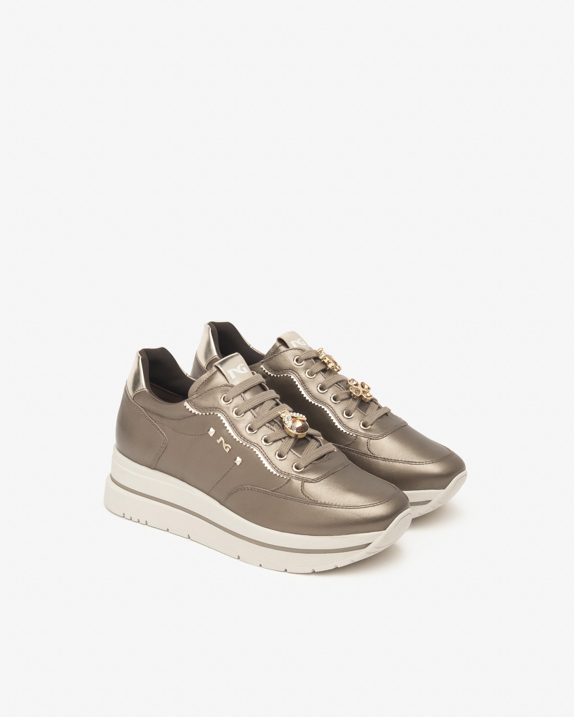 Sneakers Dames in Leder en Technisch Materiaal