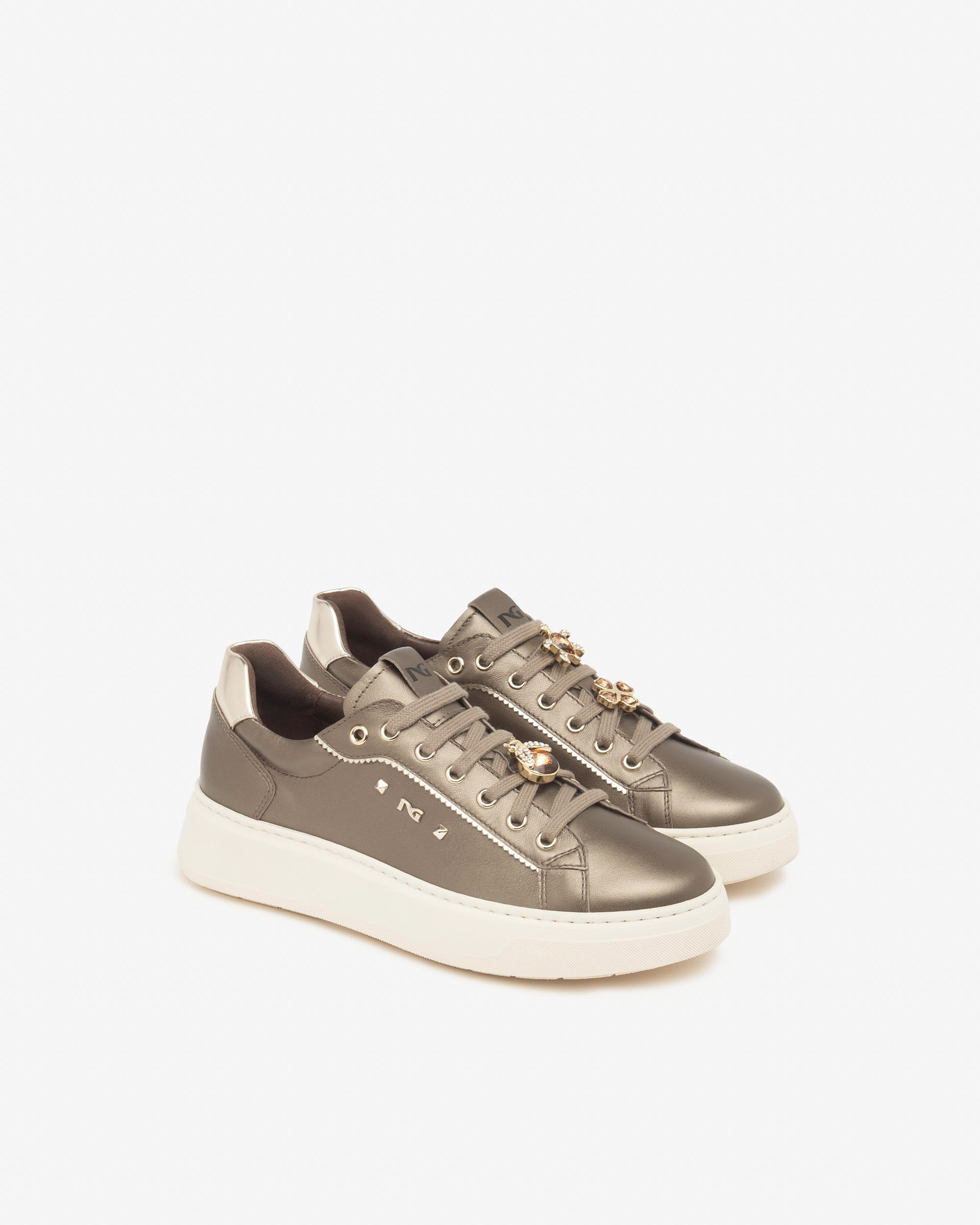 Sneakers Dames in Leder en Technisch Materiaal