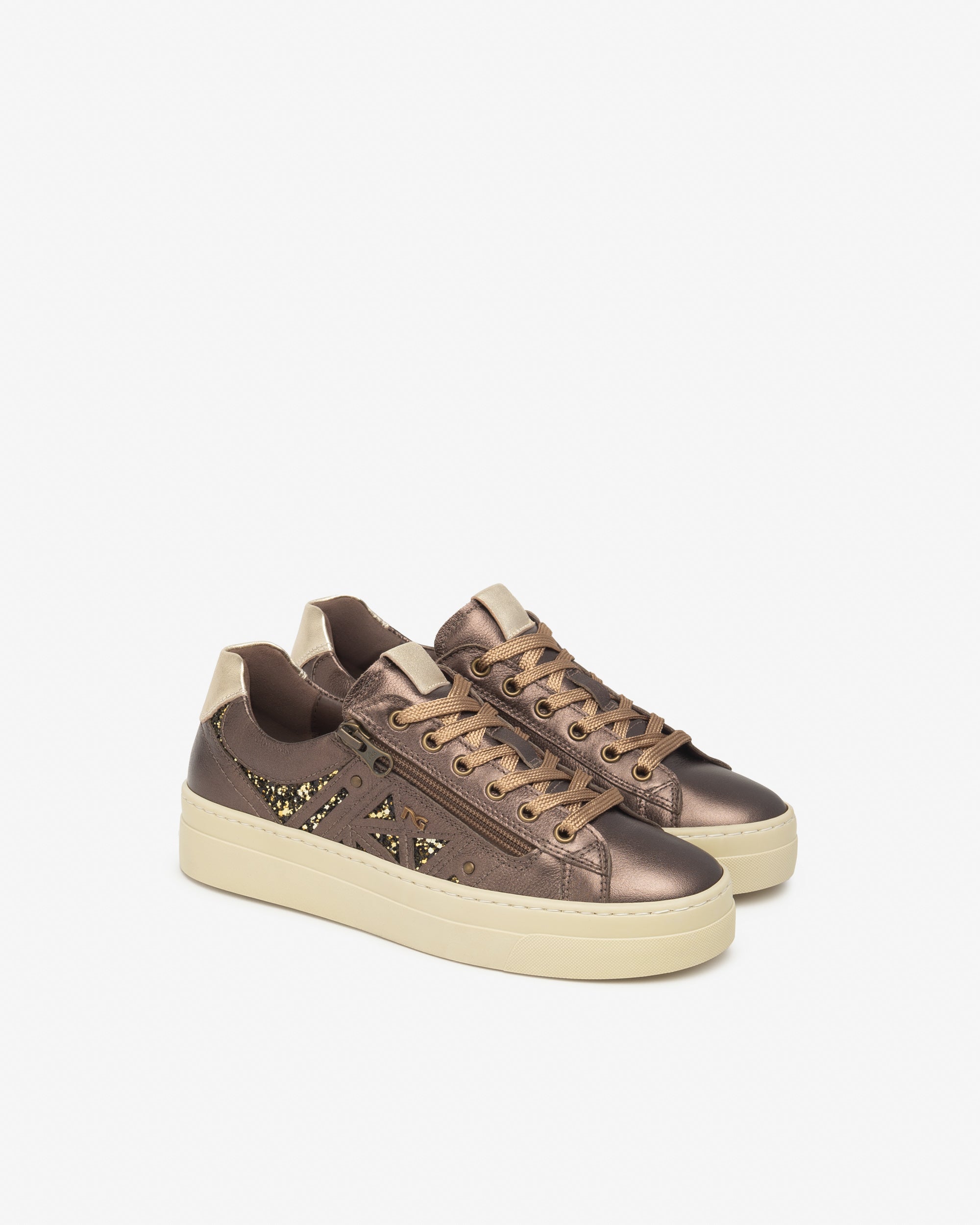 Sneakers Dames in Leder en Technisch Materiaal