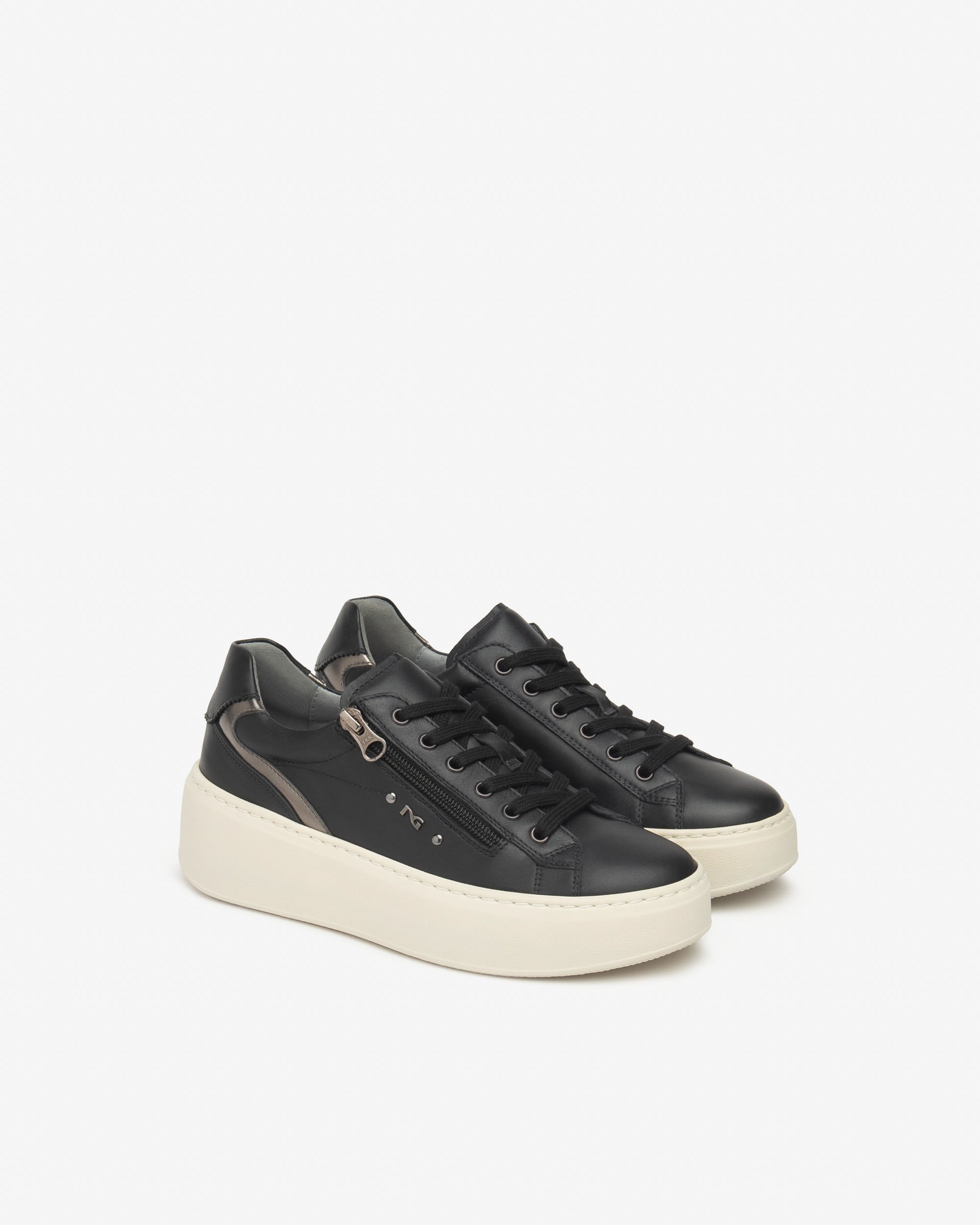 Sneakers Dames in Leder en Technisch Materiaal