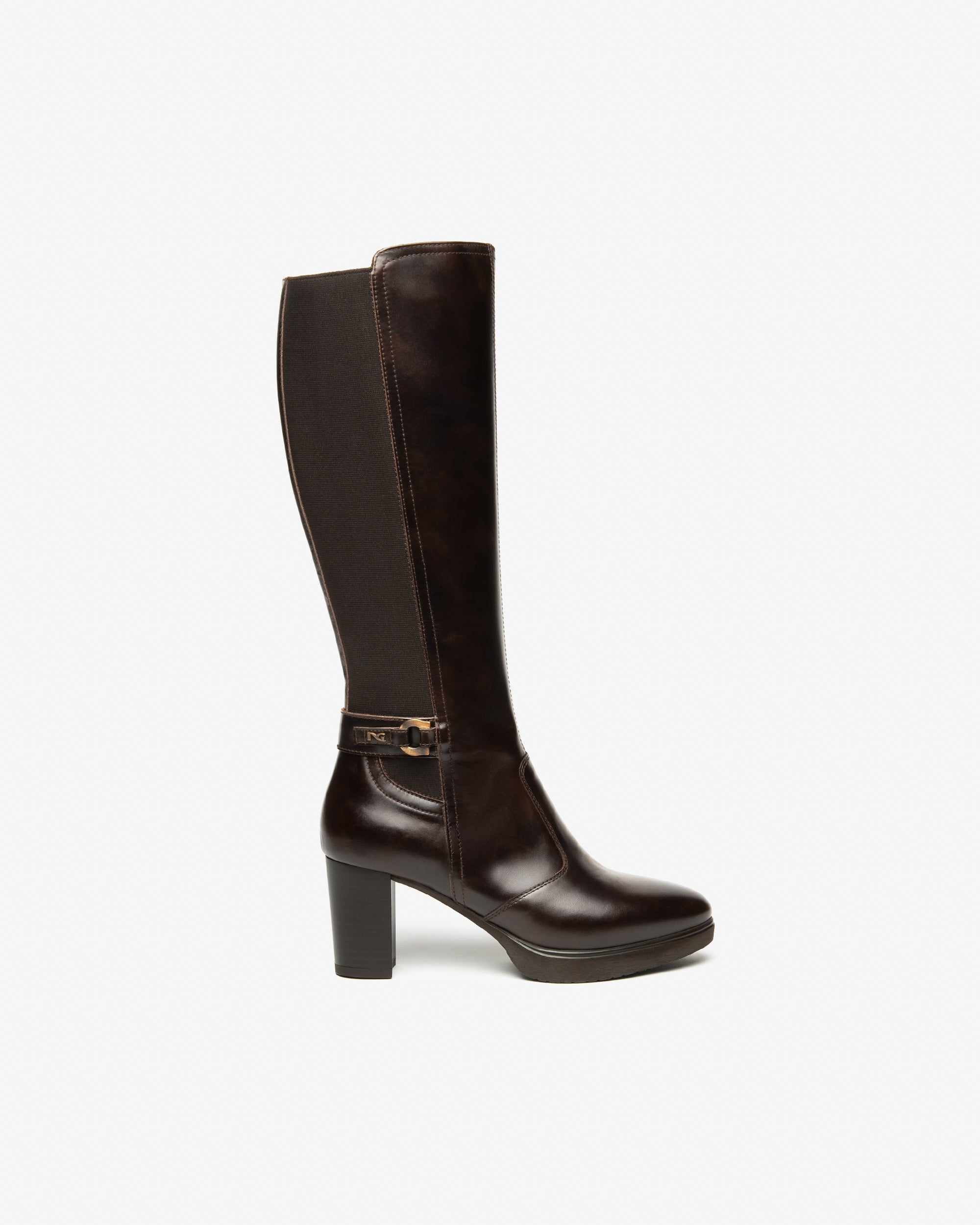 Damenstiefel aus Leder und Gewebe