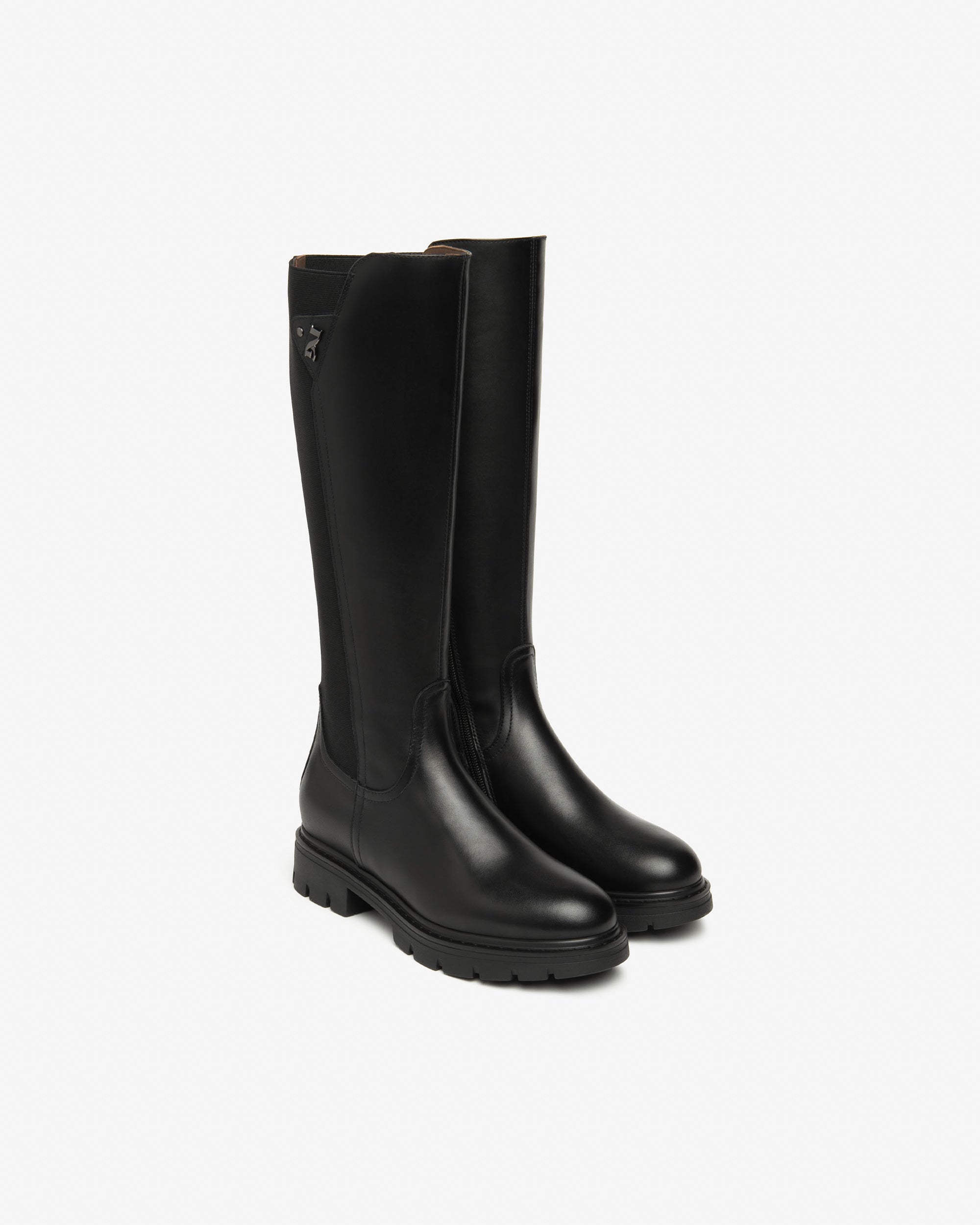 Damenstiefel aus Leder und Gewebe
