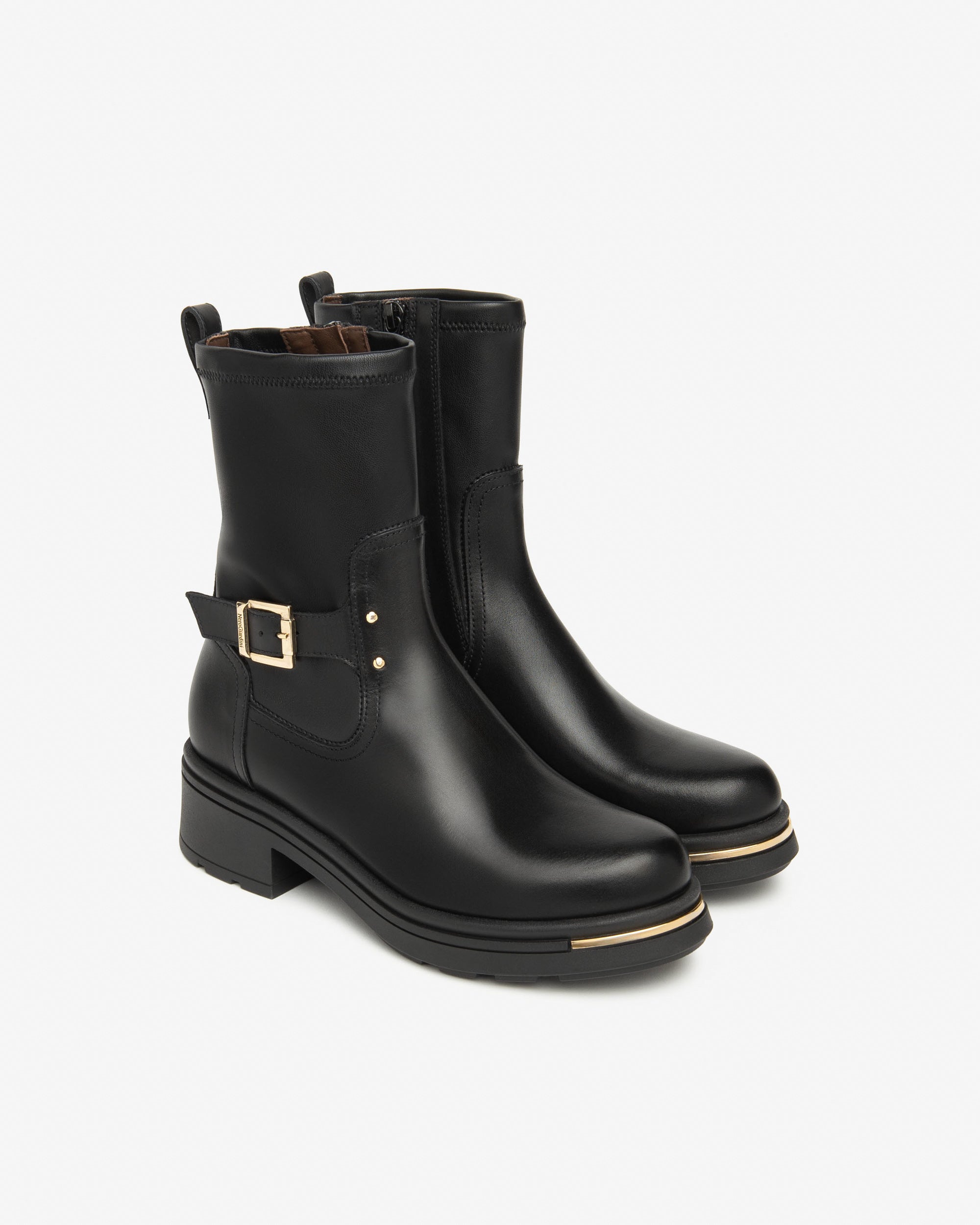 Damen-Stiefeletten aus Leder und technischem Material