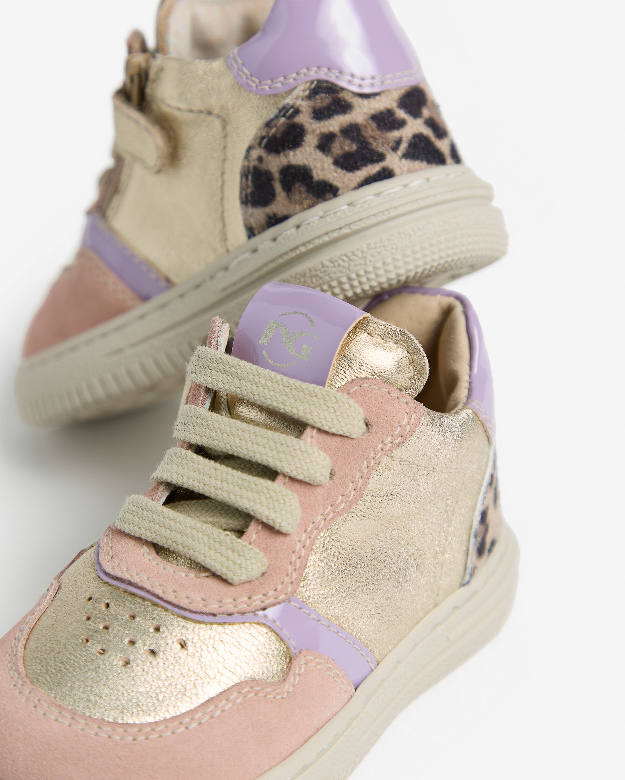 Sneakers Junior voor Meisje in Leder, Suède en Technisch Materiaal