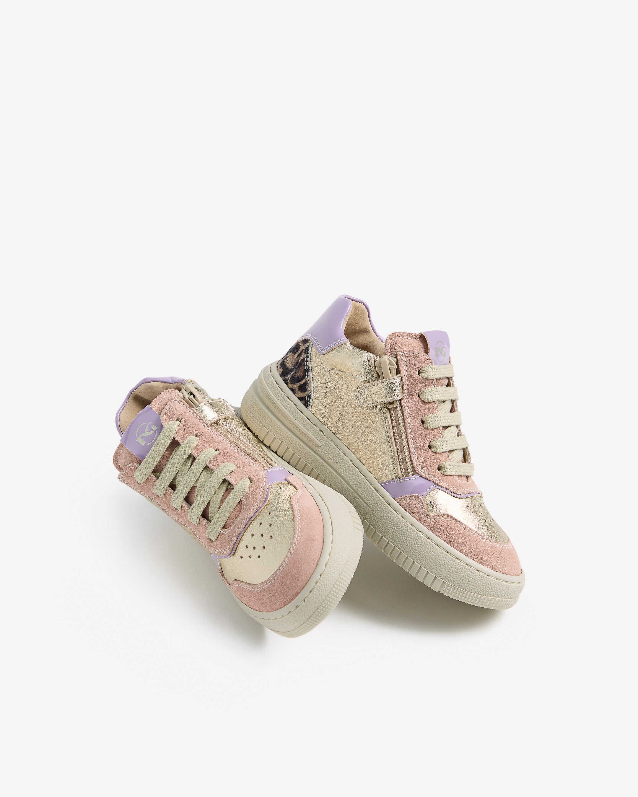 Sneakers Junior voor Meisje in Leder, Suède en Technisch Materiaal