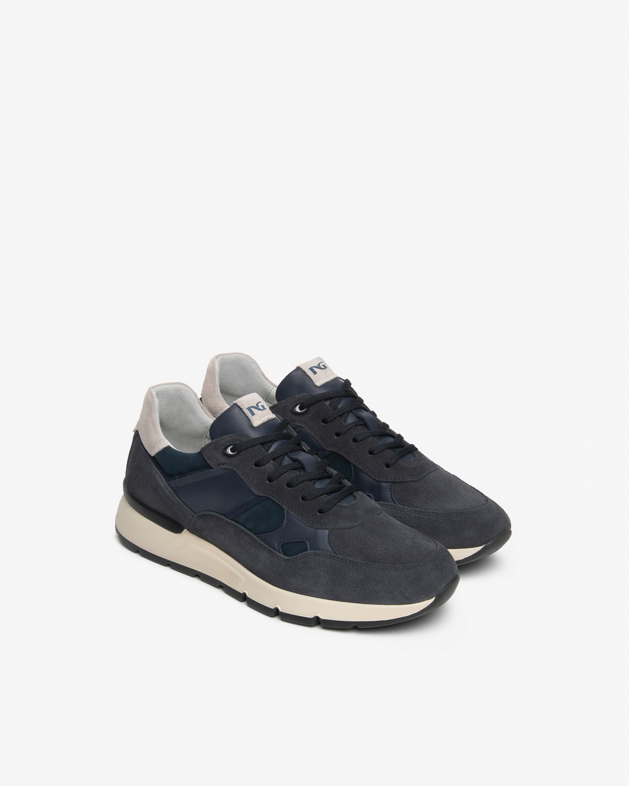 Sneakers Uomo in Camoscio, Pelle e Tela